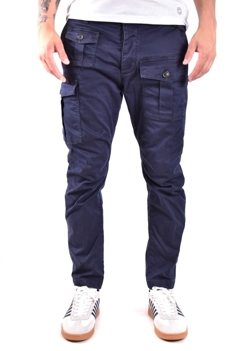 Tailored Blue Cargo Trousers With Premium Fabric Blend