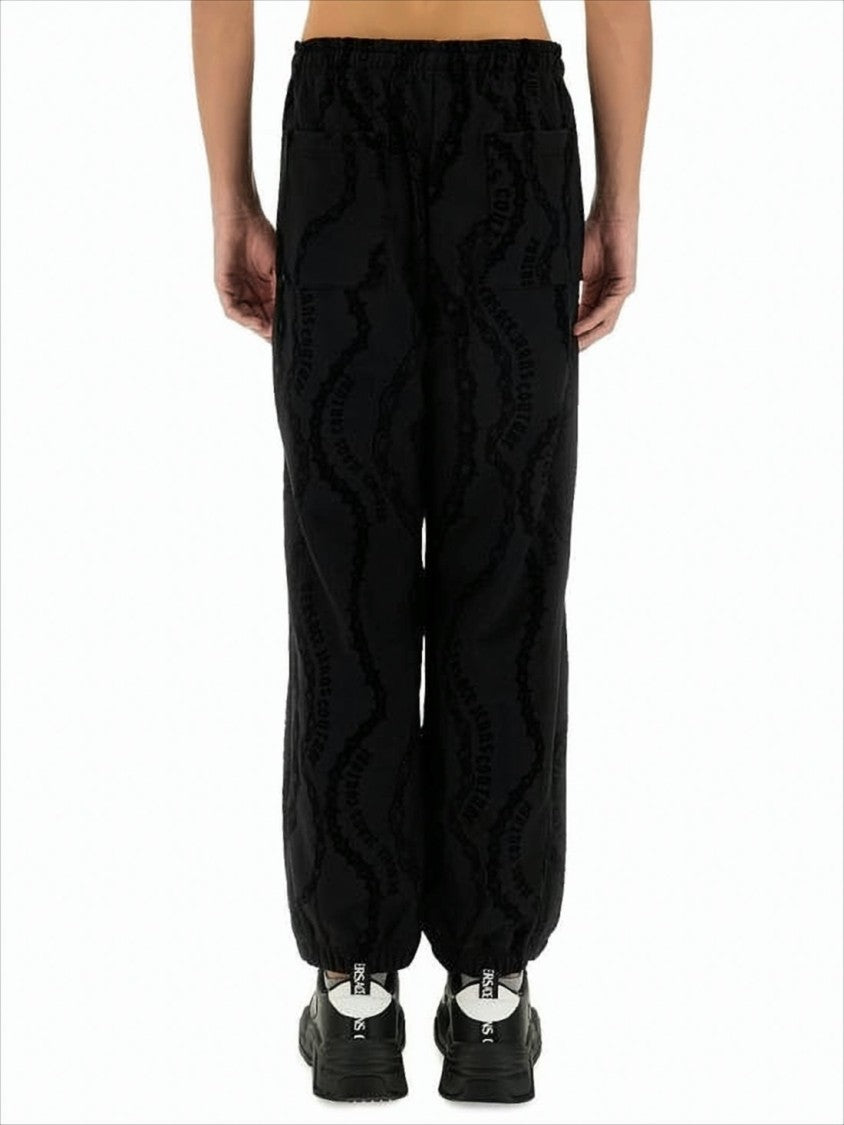 Black Jogger Pants with Textured Pattern