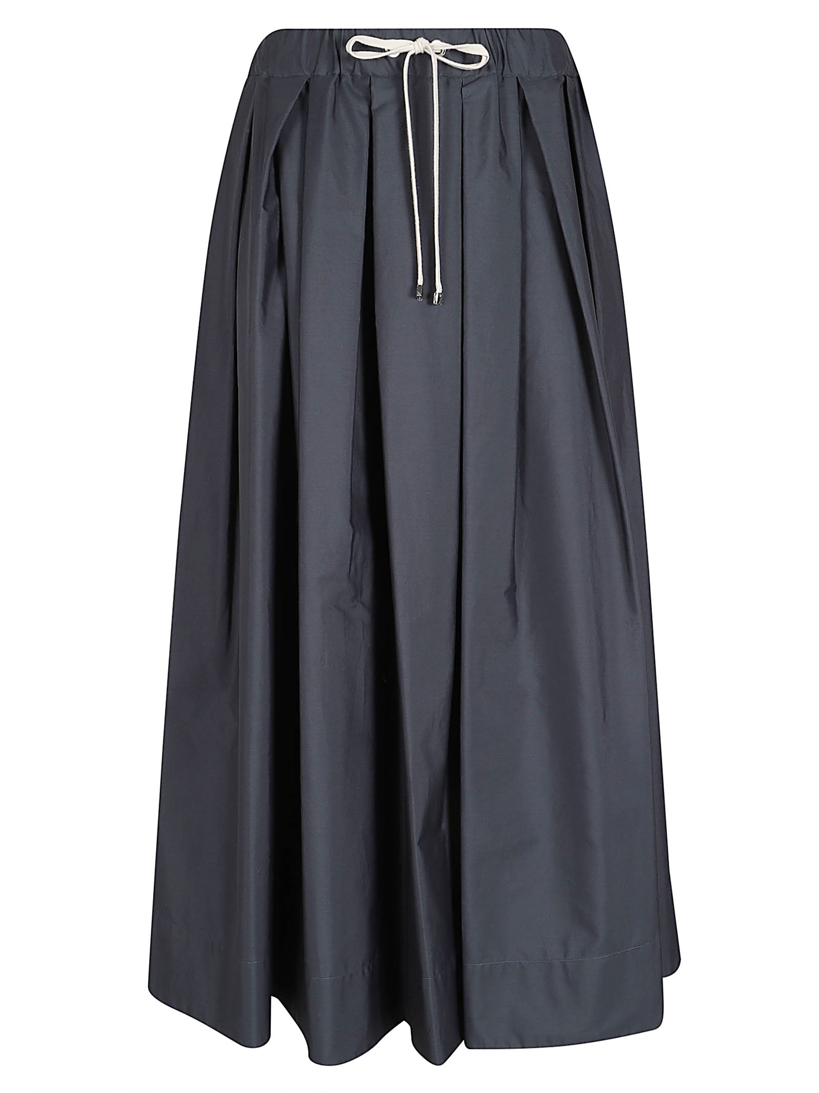 Voluminous Pleated Midi Skirt with Gathered Waistband
