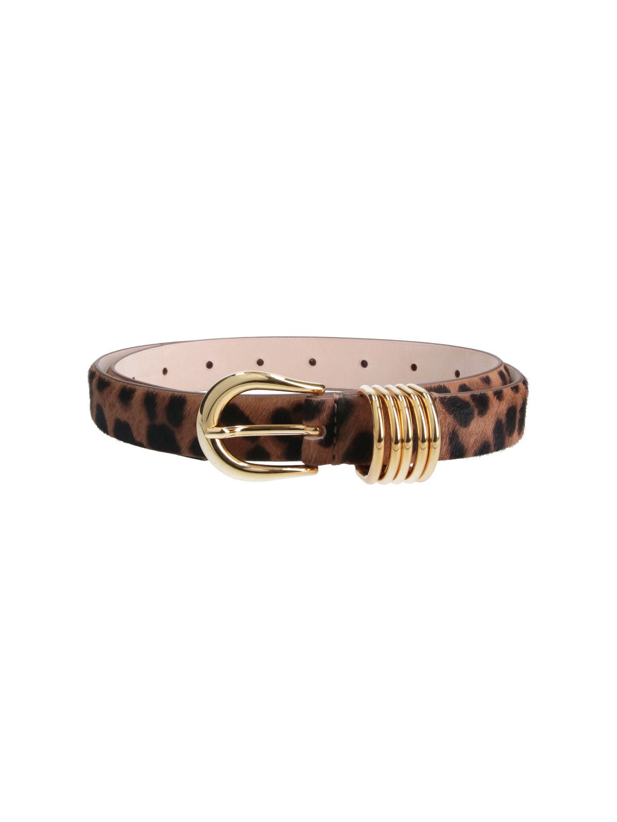 Brown Pony Hair Animal Print Belt