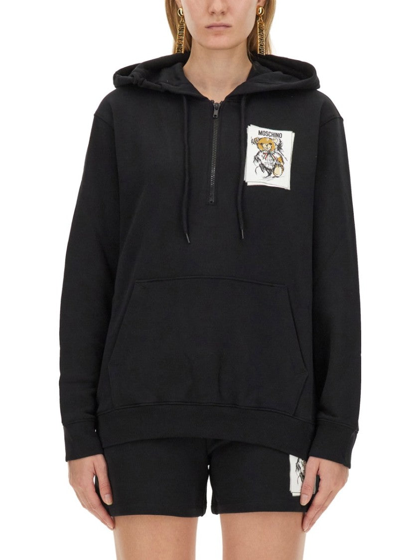 Relaxed Fit Black Sweatshirt With Logo Print