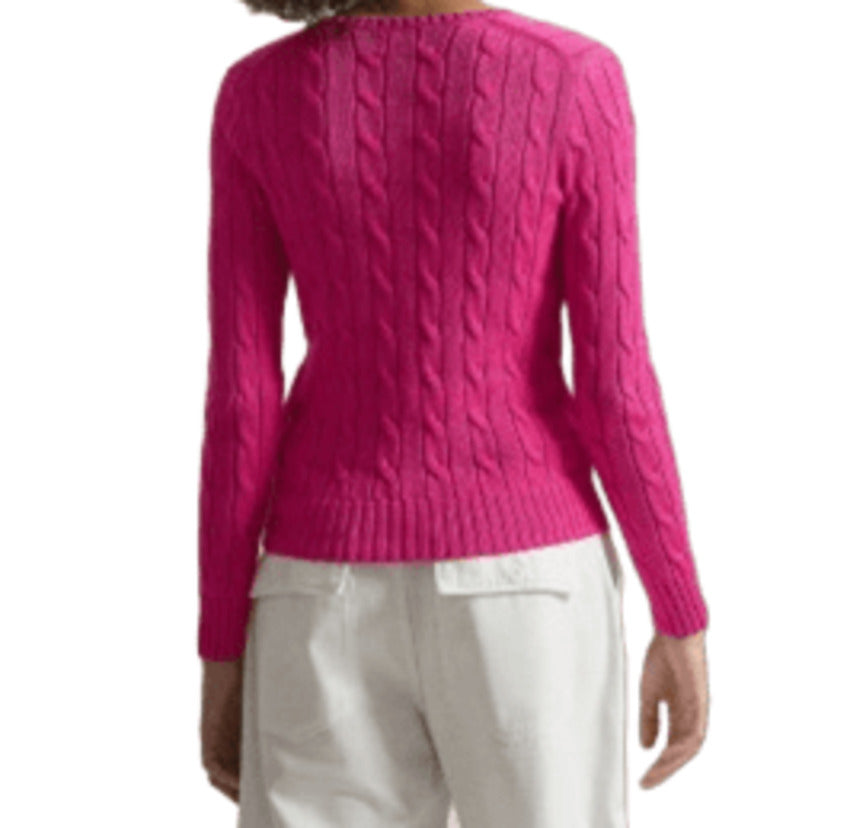 V-Neck Cable-Knit Sweatshirt