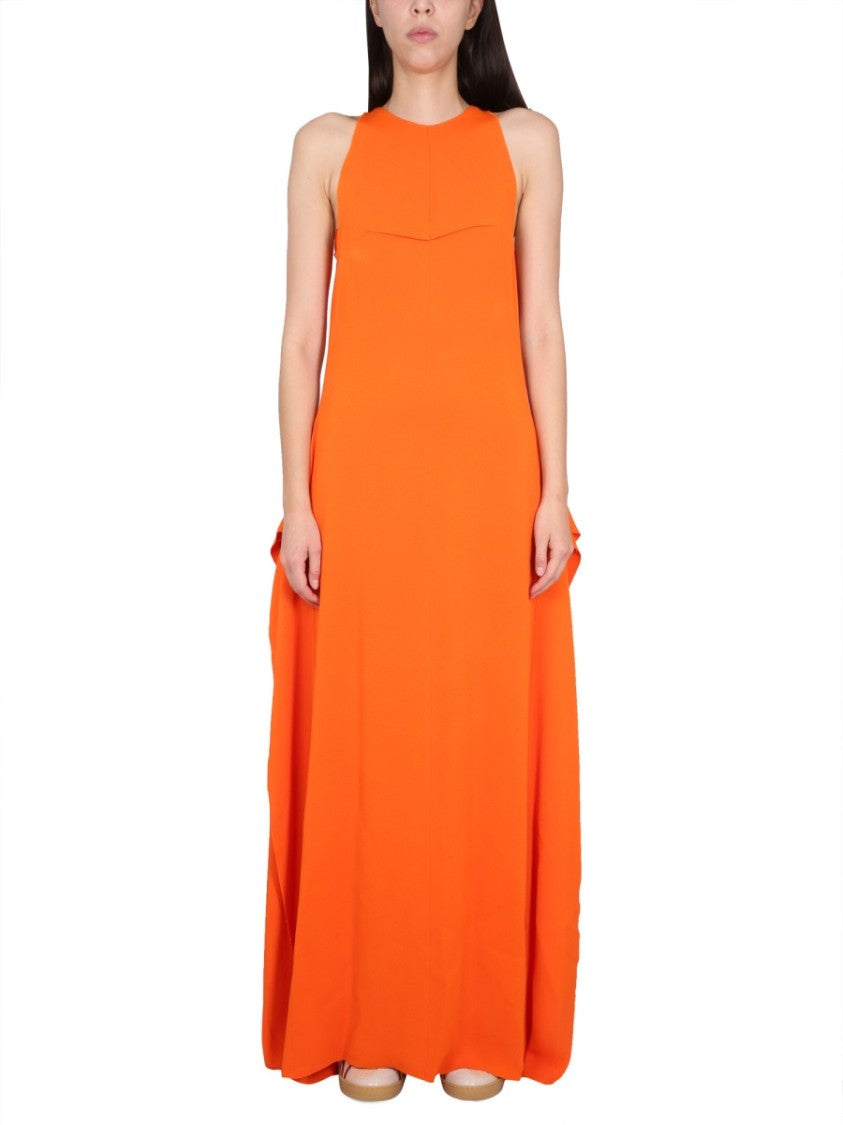 Round Neck Longuette Dress With Concealed Design