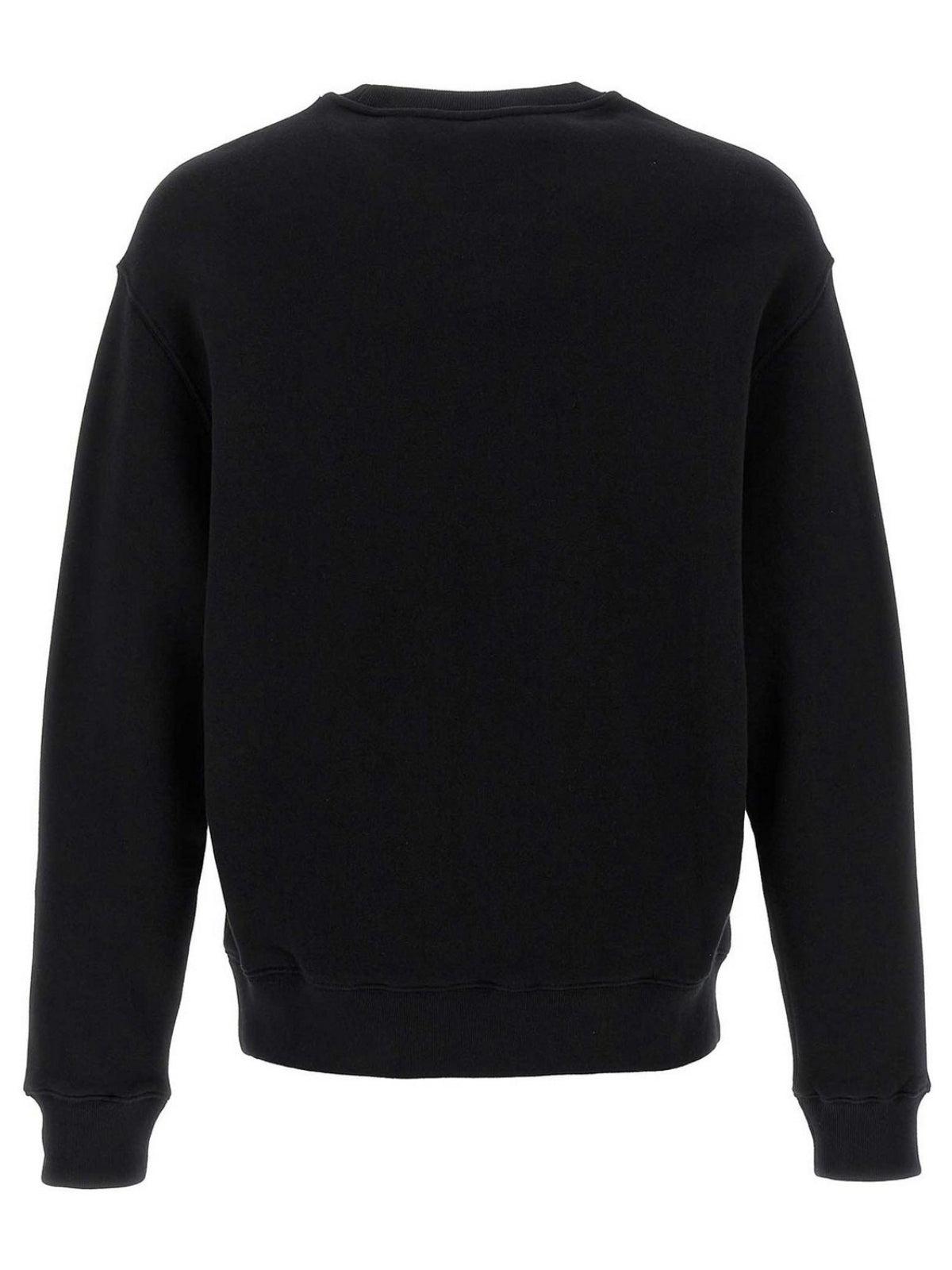 Long-Sleeve Black Crewneck With Embroidered Fox Emblem