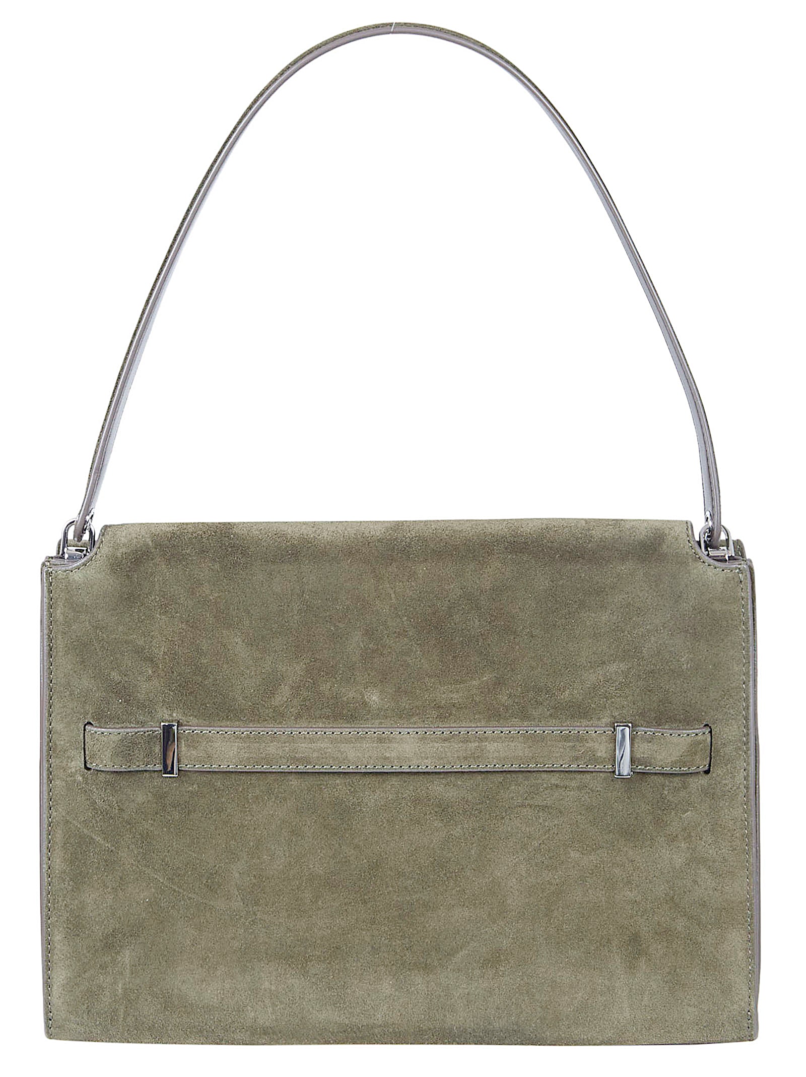 Structured Green Suede Shoulder Bag