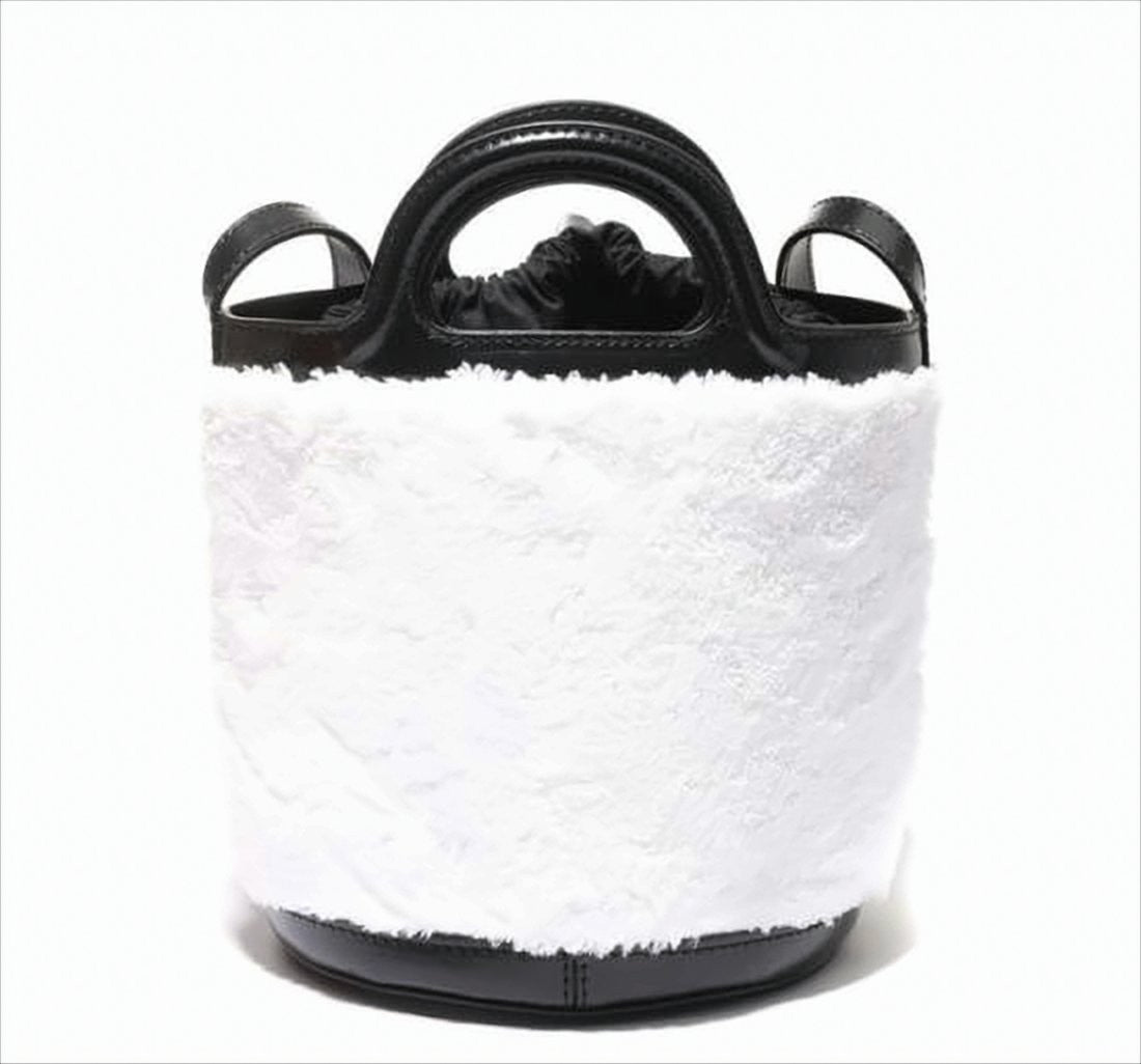 Small Bucket Tote Bag with Faux Fur and Calf Leather Trim