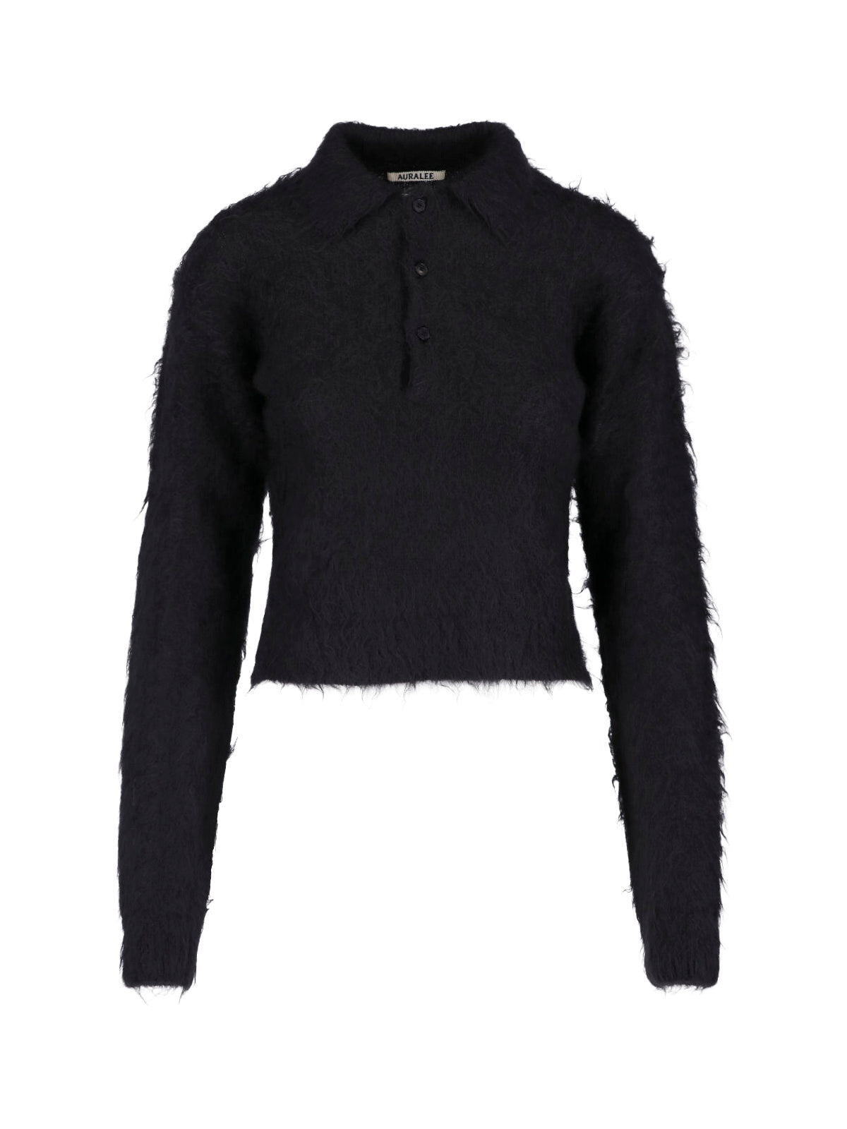 Pink Cropped Fuzzy Knit Classic Sweater