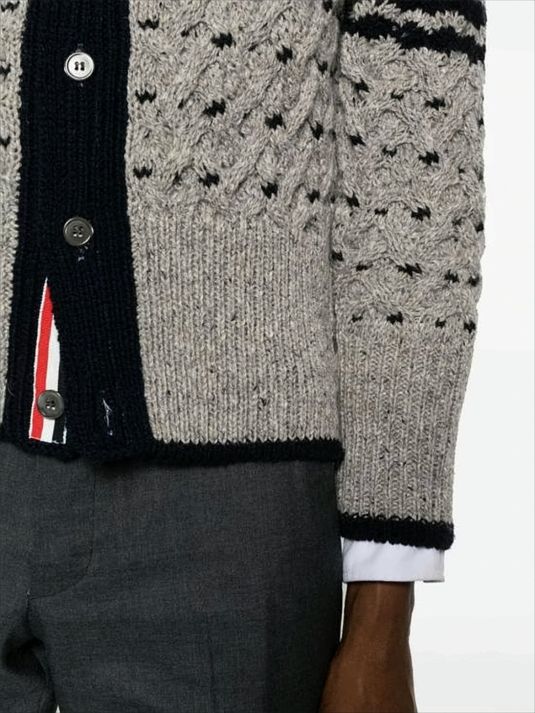 Textured Knit Cardigan with Deep V-Neckline