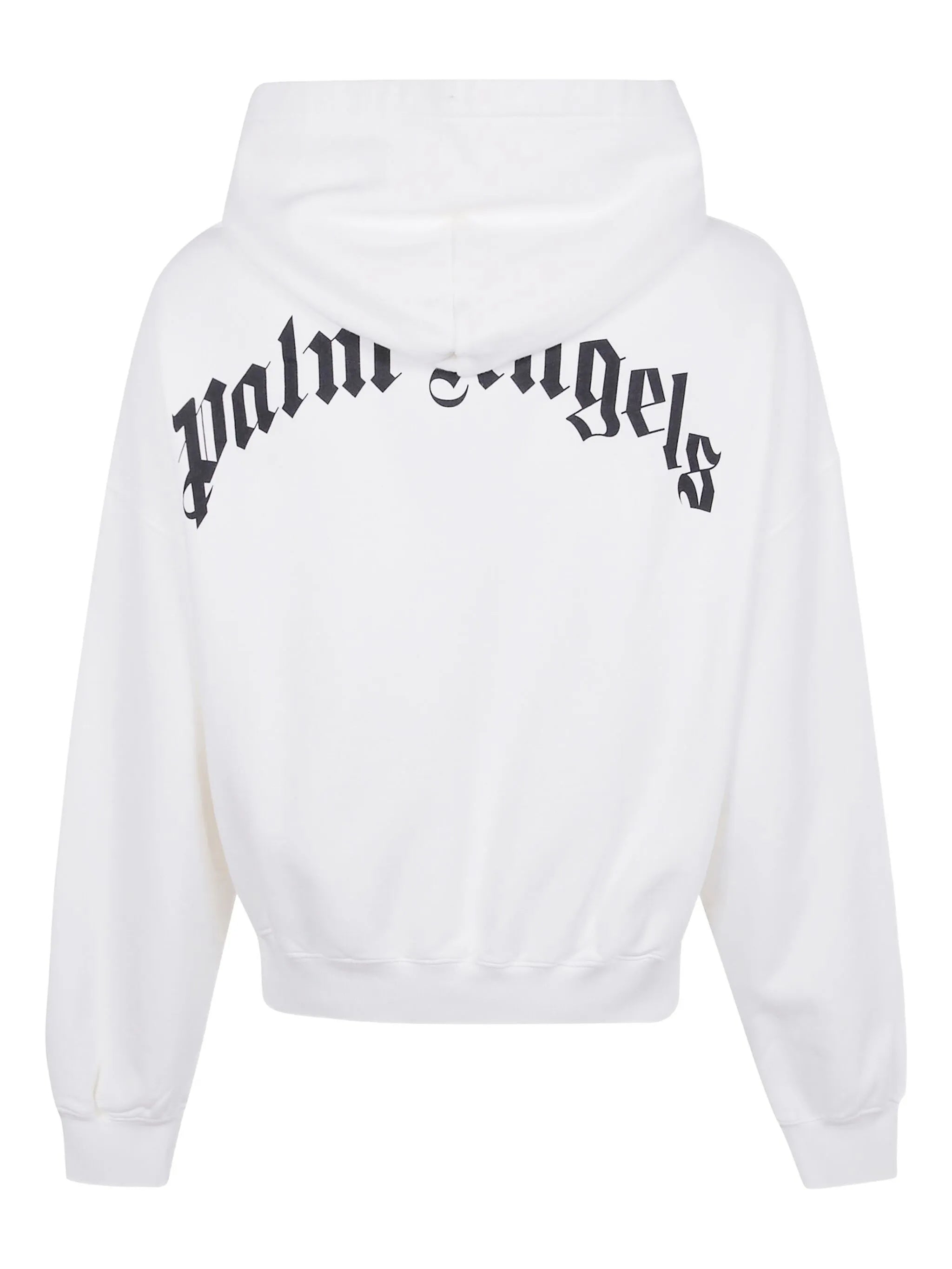 White Gothic Print Hooded Cotton Sweatshirt