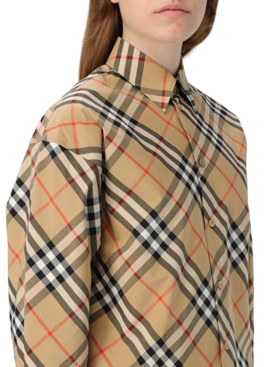 Distinctive Large Check Pattern Button-Up Shirt