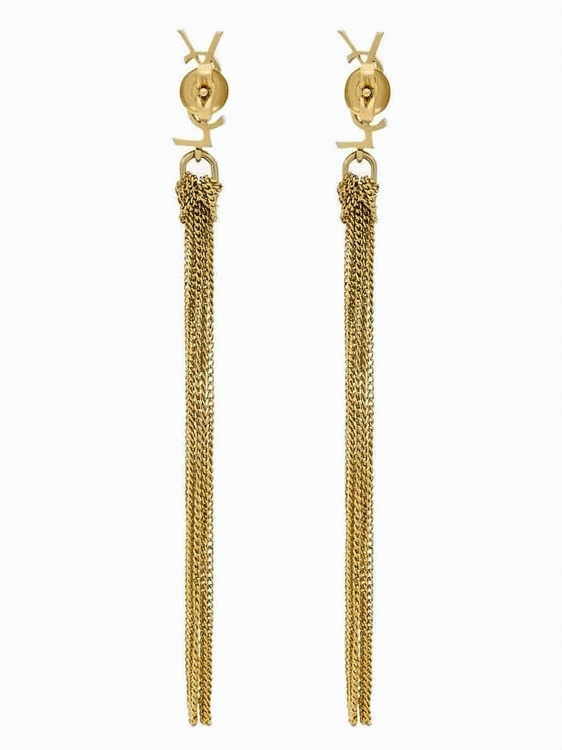 Gold Metal Cassandra Interlocking Logo Earrings