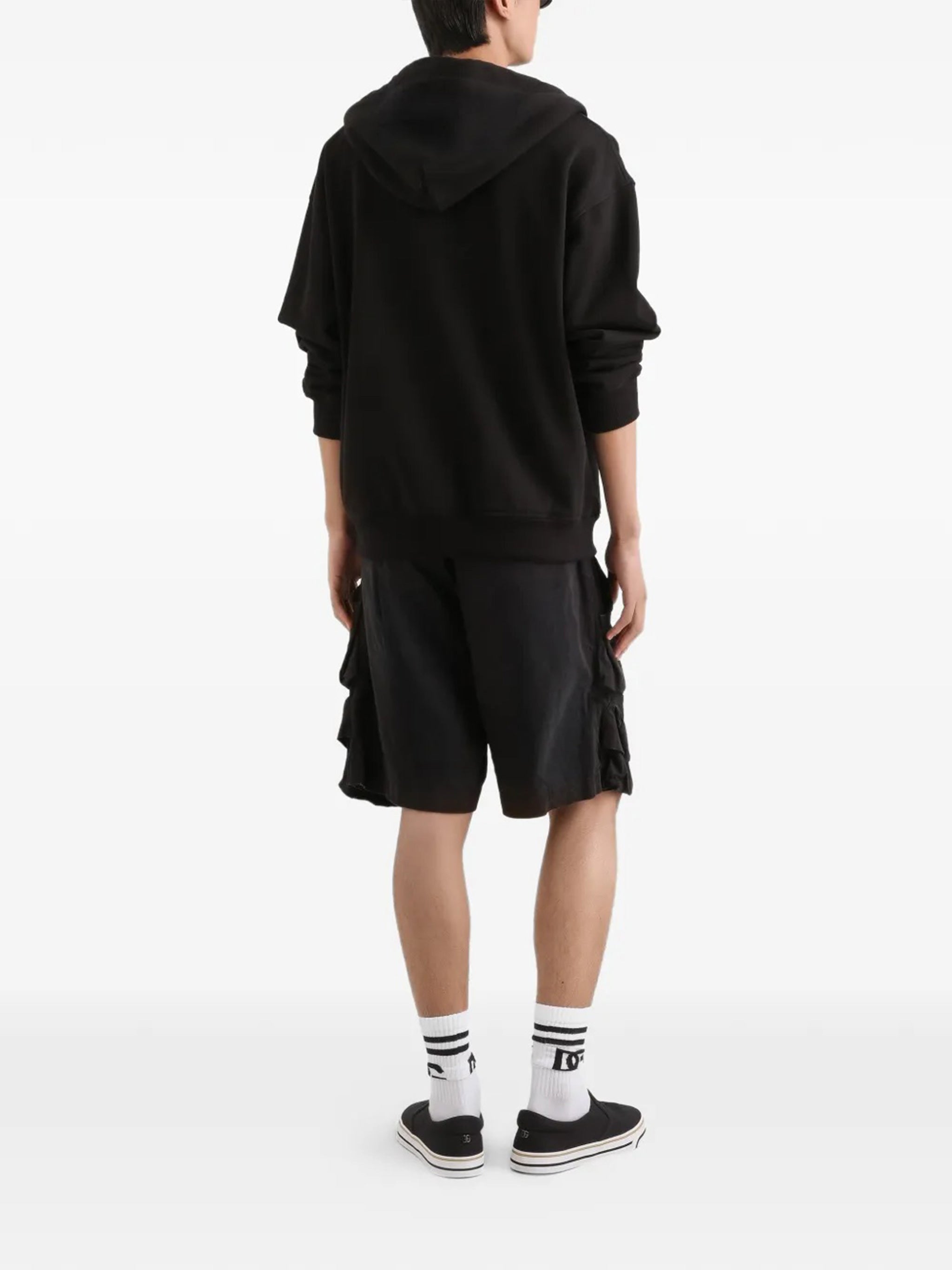 Black Round Neck Cotton Label T-Shirt