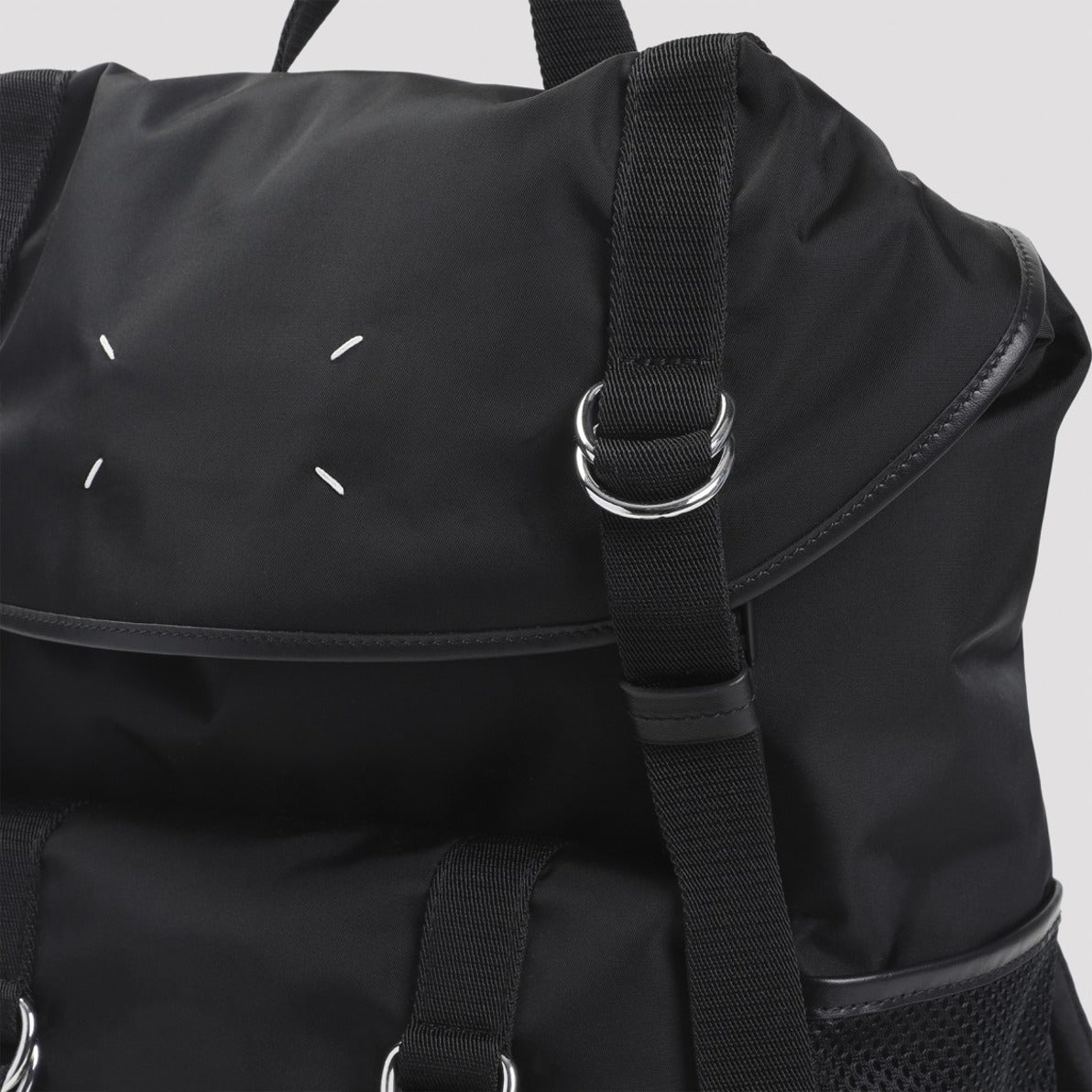 Structured Black Bucket Bag With Adjustable Straps And Silver Accents