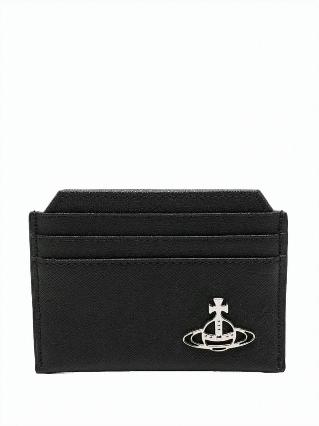 Textured Leather Cardholder with Metallic Emblem