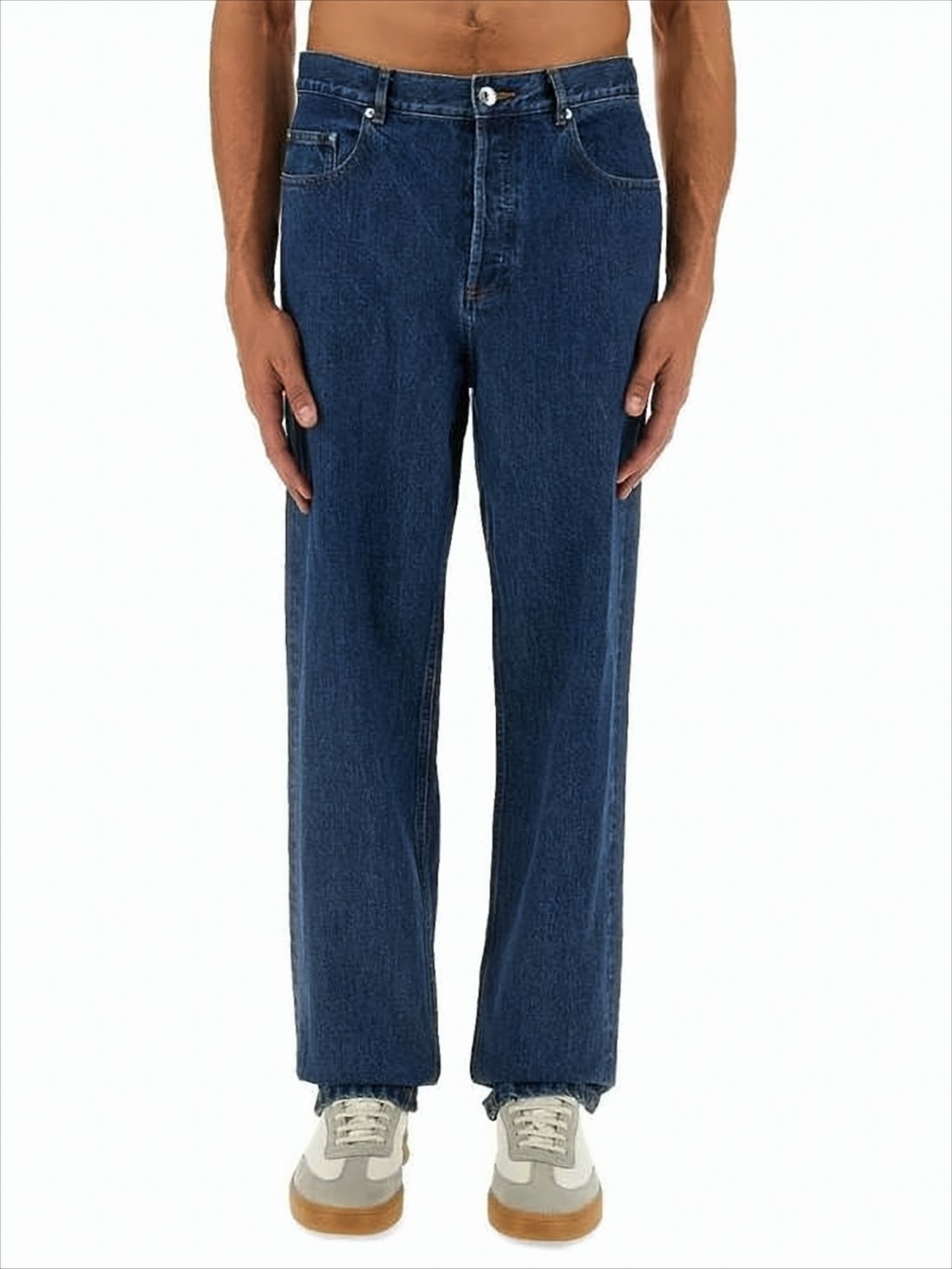 Straight-Leg Denim Pants with Mid-Rise Waist