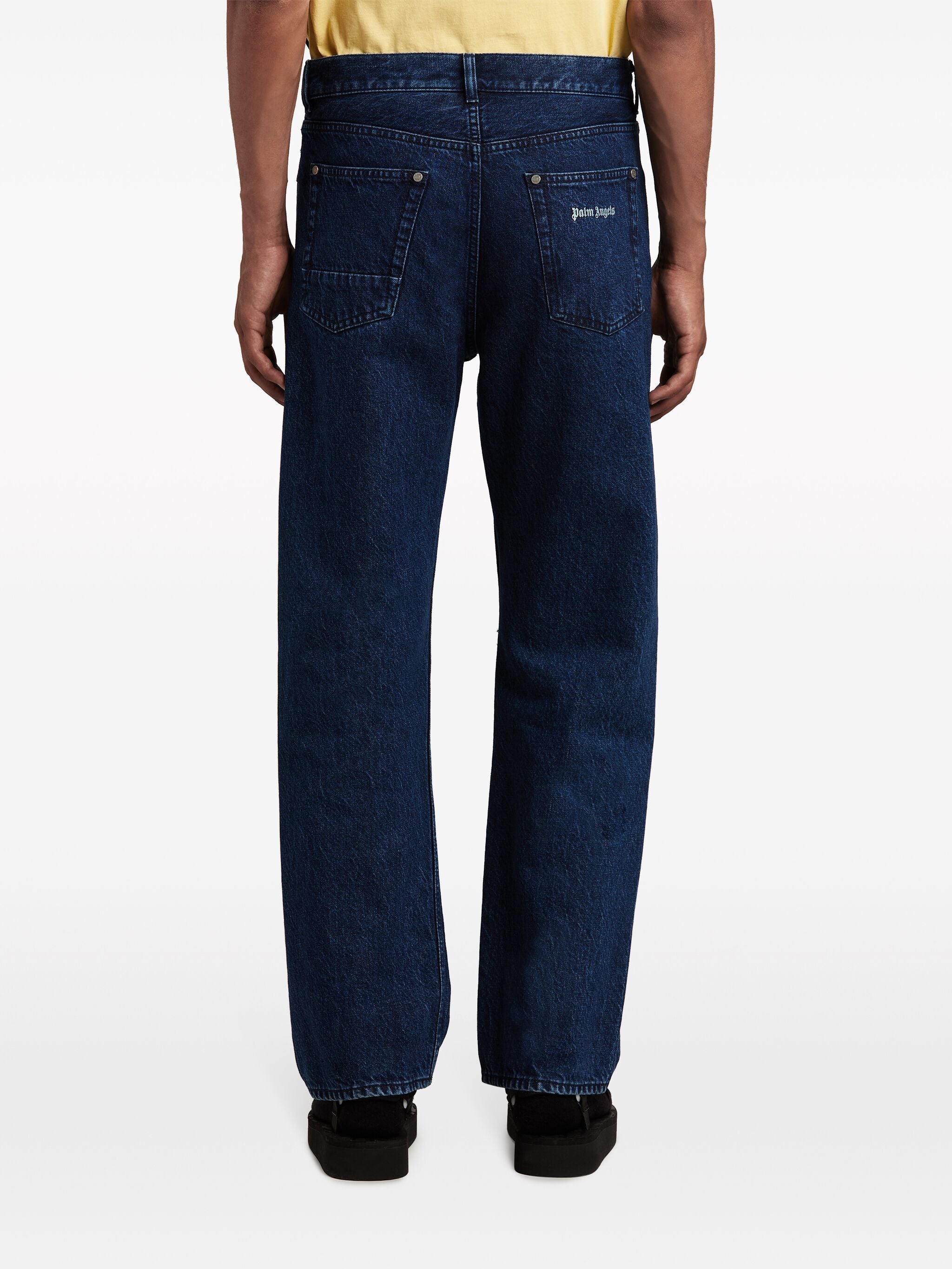 Dark Blue Classic Logo Cotton Denim Jeans