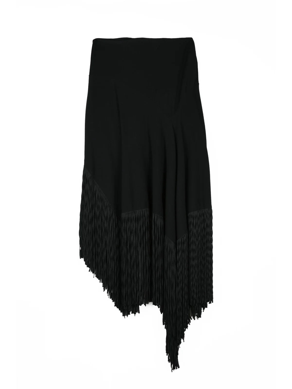 Black Viscose Polyamide Asymmetrical Long Skirt