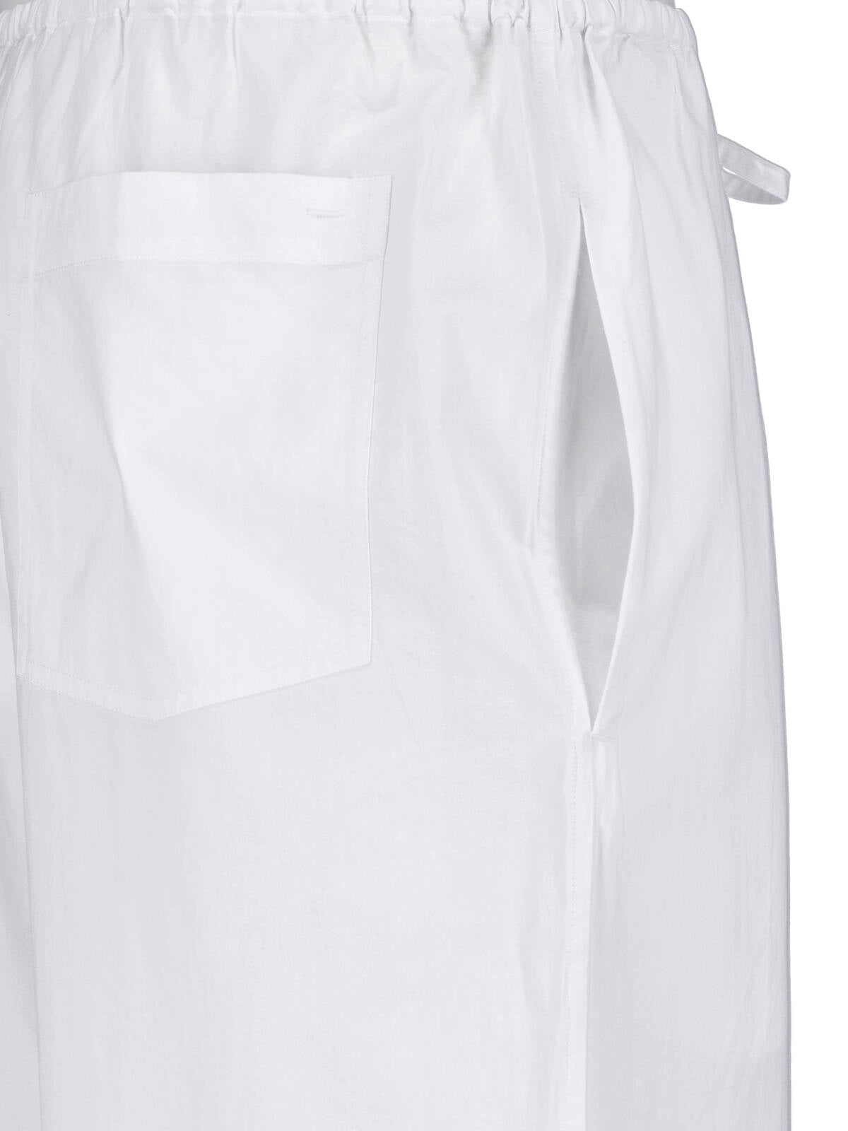 White Relaxed Wide-Leg Elastic Trousers