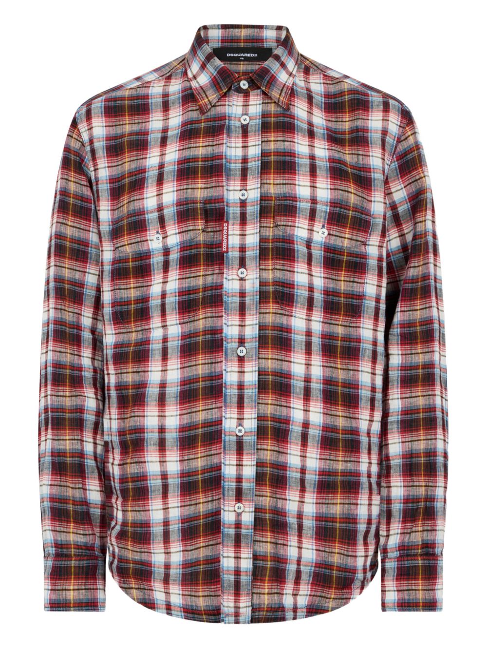 Red Multicolour Plaid Button-Up Shirt