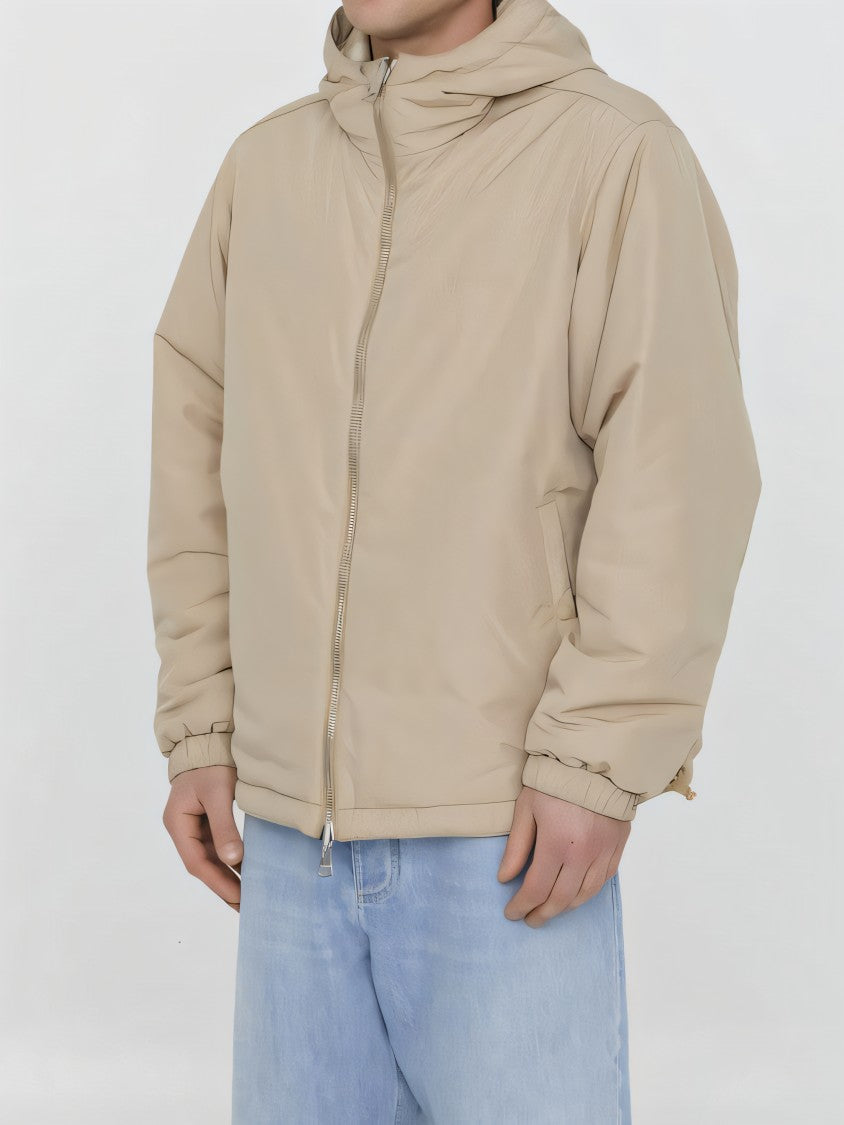 Hooded Casual Jacket with Subtle Plaid and Zip Closure