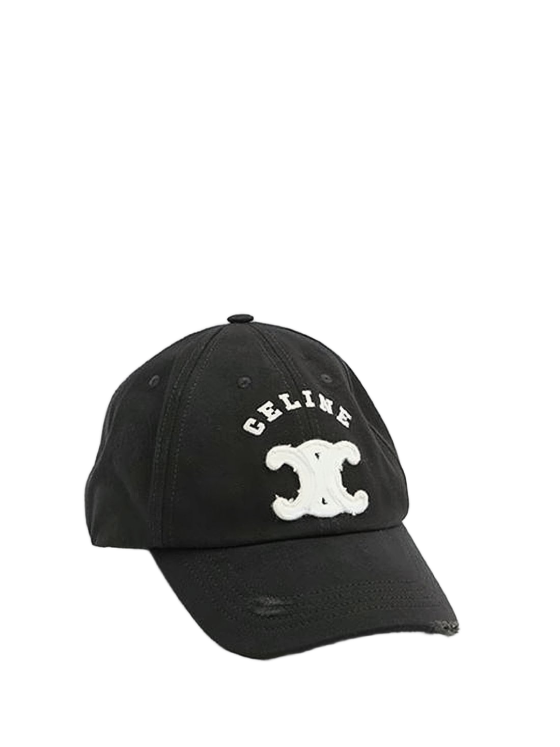 Curved Brim Black Cotton Baseball Cap