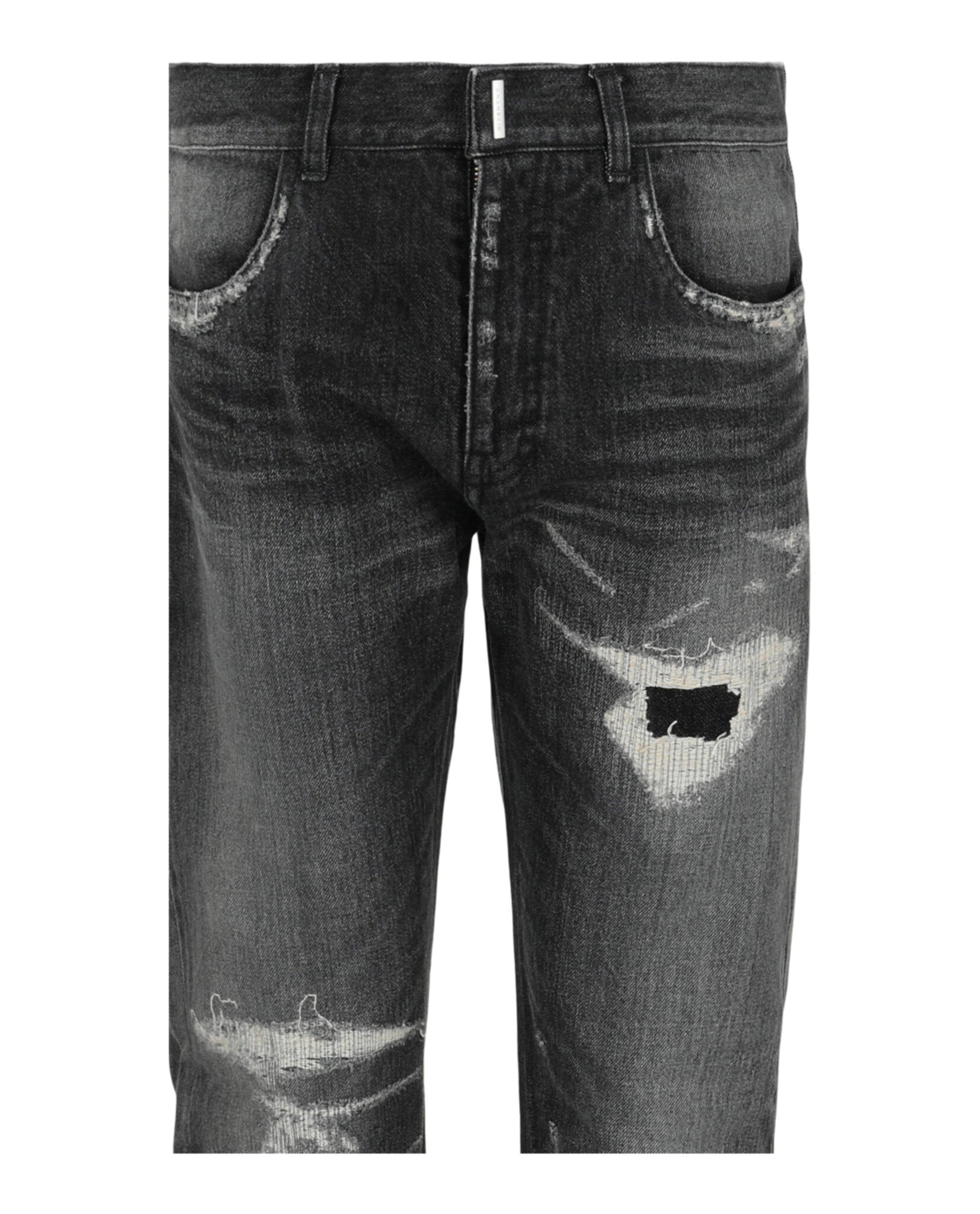 Distressed Straight-Leg Jeans