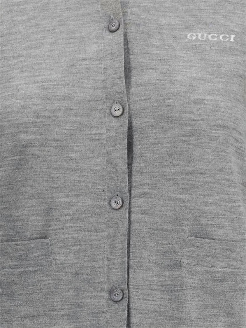 Cashmere-Silk Grey Cardigan with Round Neckline