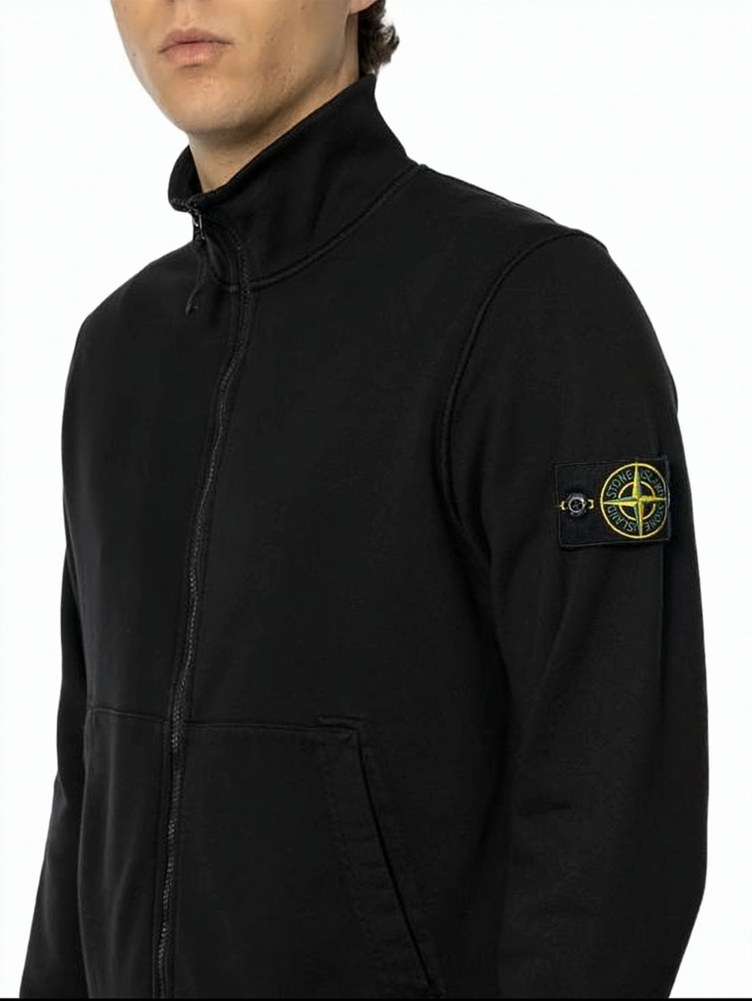Zip-Up Sweatshirt with High Collar