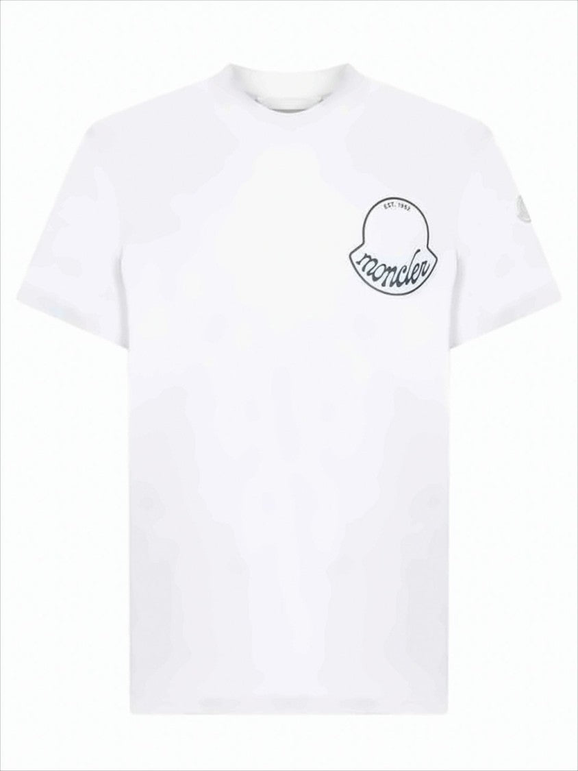 Short-Sleeved White Cotton T-Shirt with Minimalist Logo