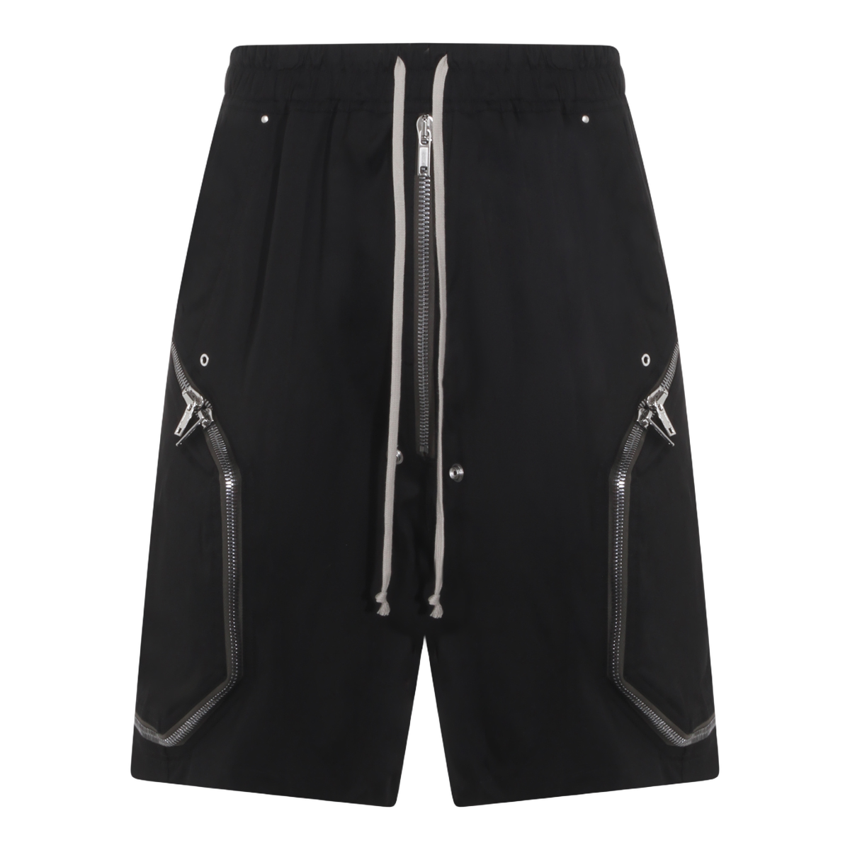 Relaxed-Fit Black Shorts with Edgy Silver Zippers
