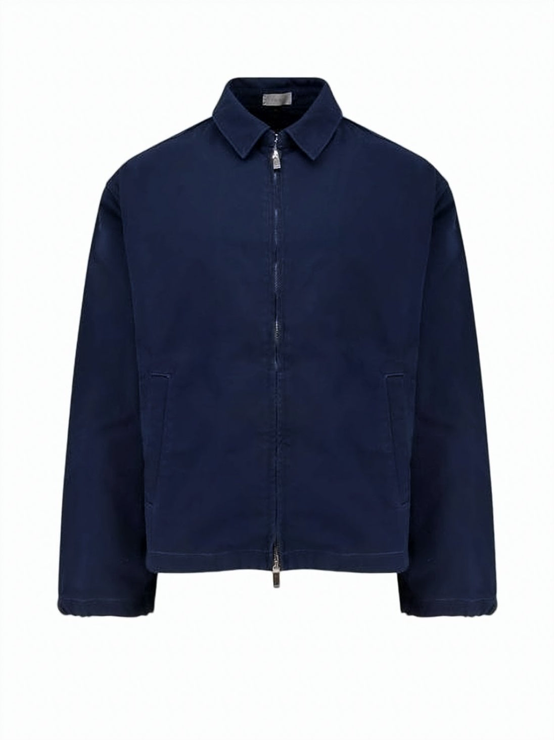 Structured Blue Jacket with Front Zipper