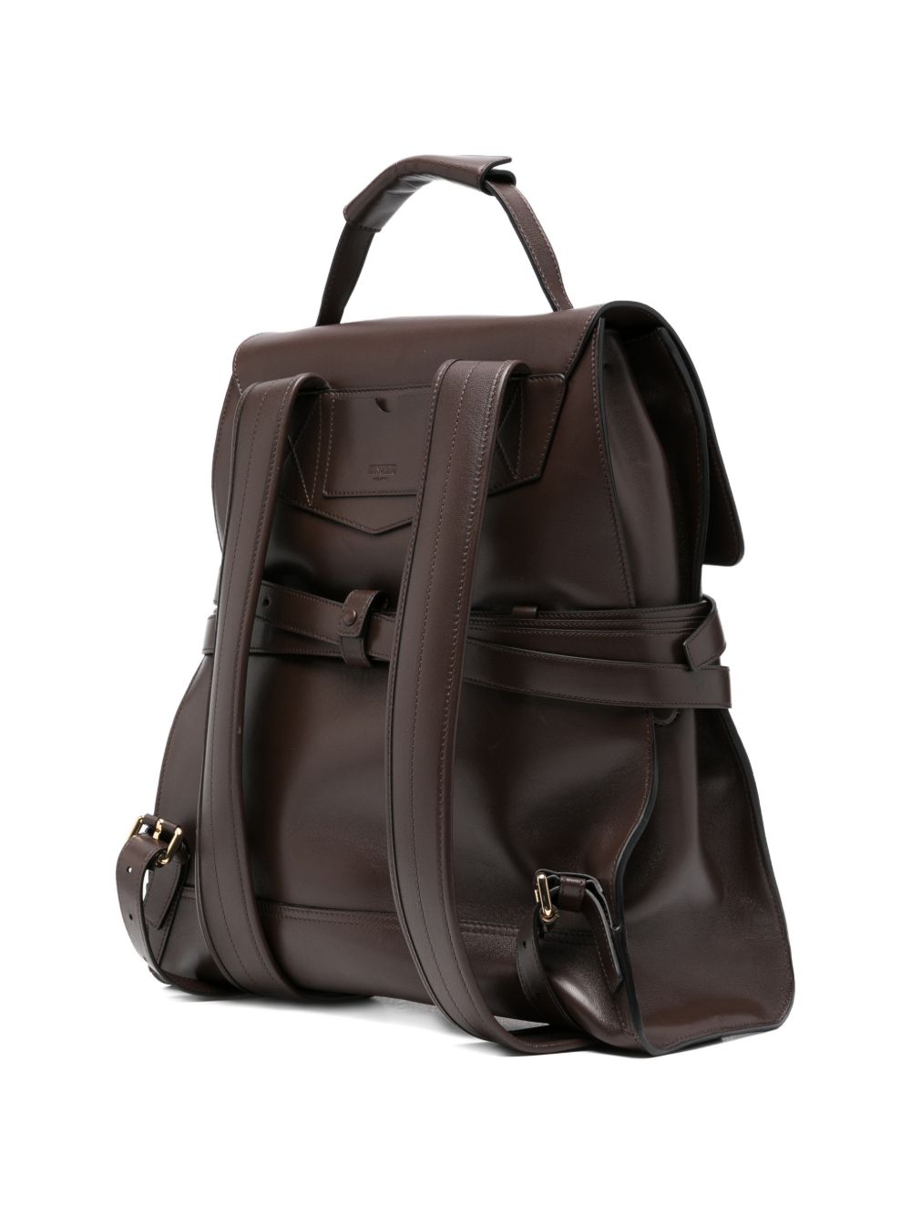 Structured Brown Handbag with Gold-Tone Accents