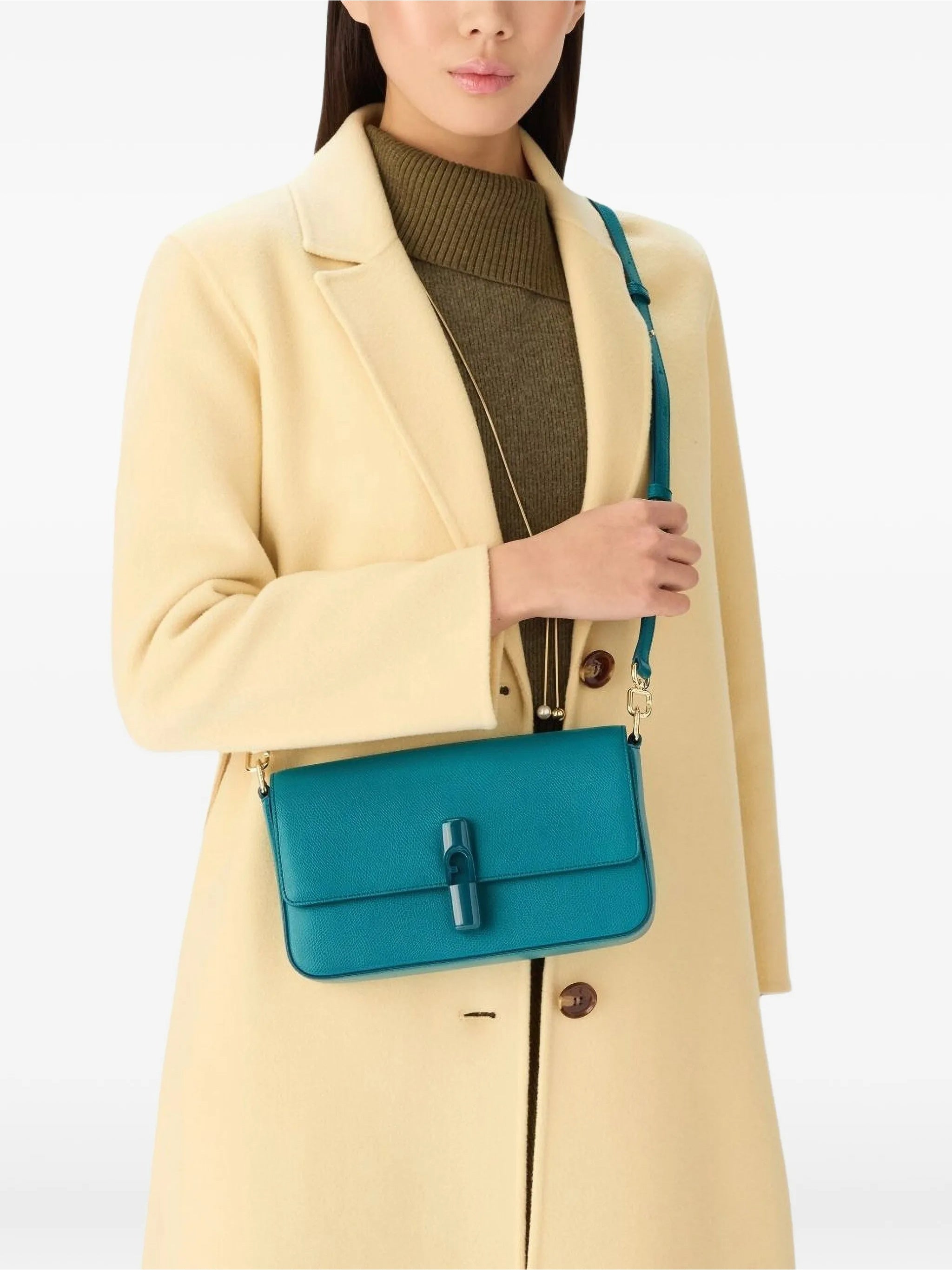 Iride S Rectangular White Leather Shoulder Bag