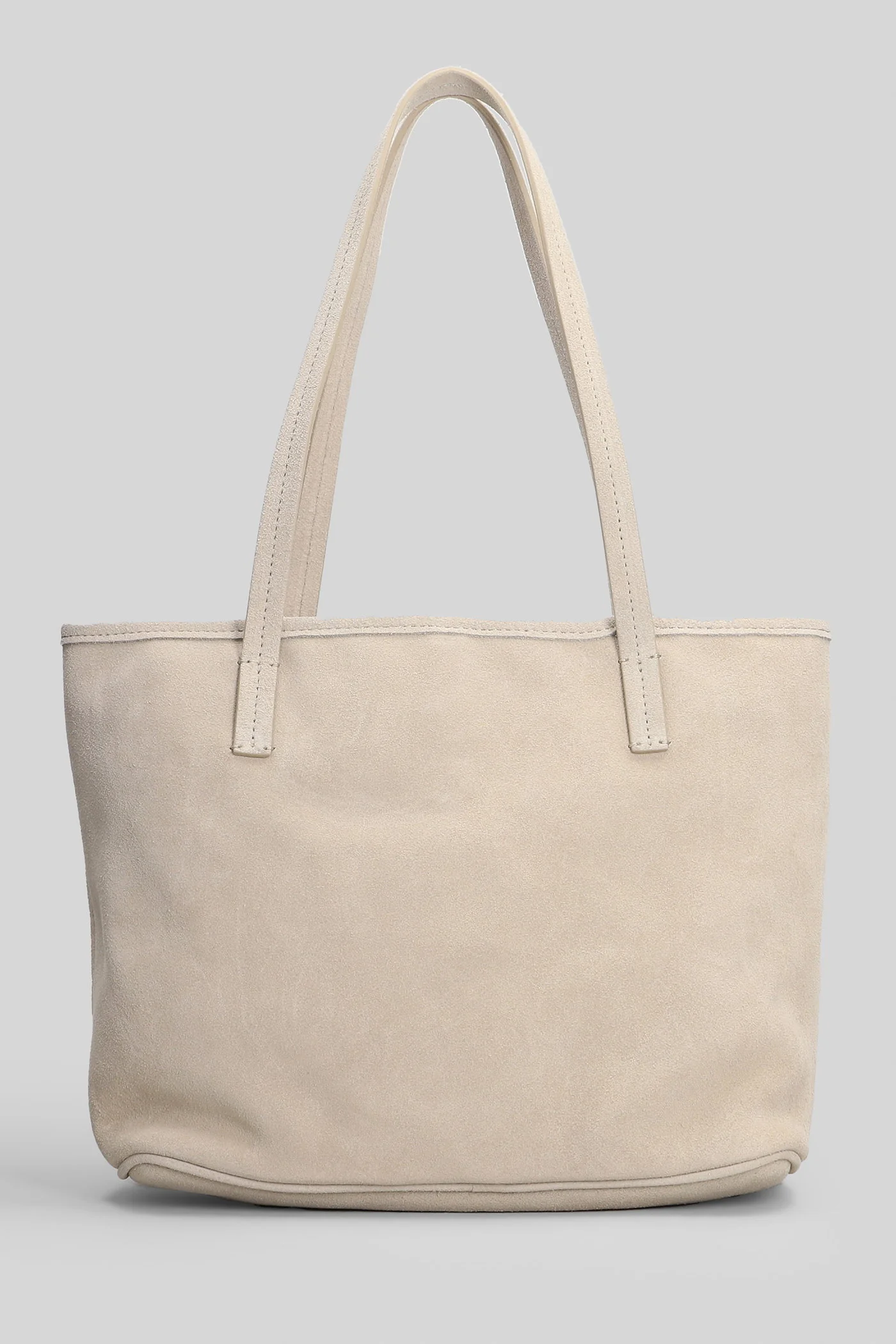 Rectangular Suede-Texture Tote Bag with Detachable Pouch