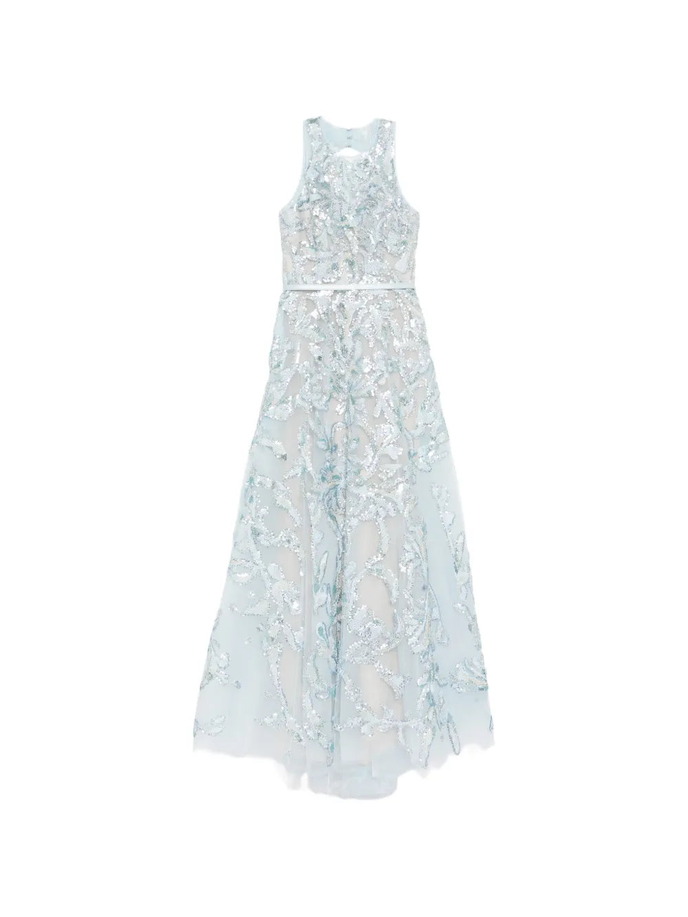 Embroidered Tulle Long Dress