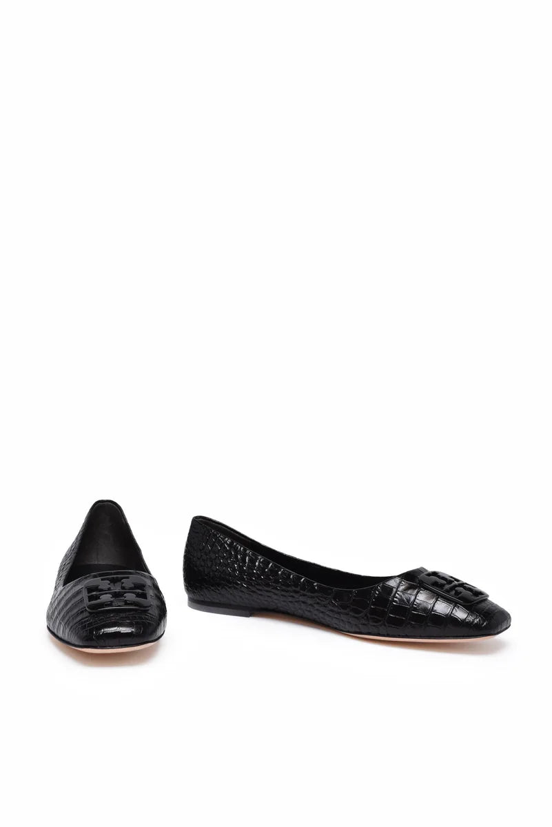 Textured Leather Ballerinas