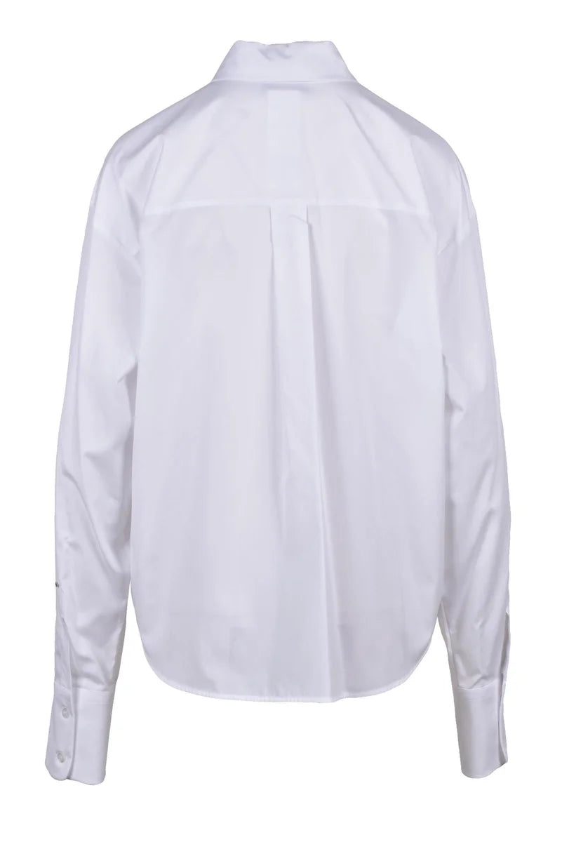Cotton Shirt with Tie - White