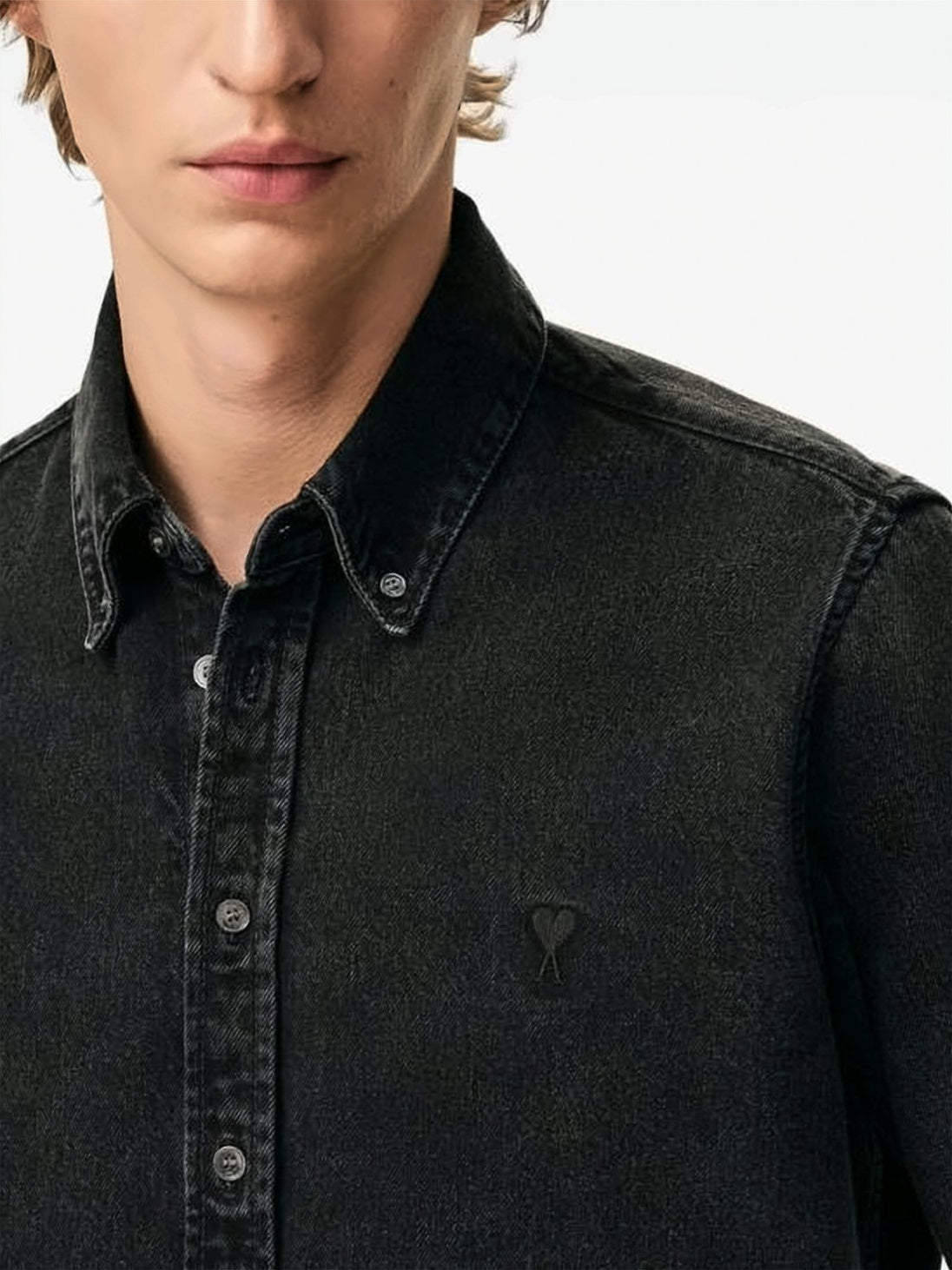 Classic Button-Up Shirt with Vertical Navy Stripes