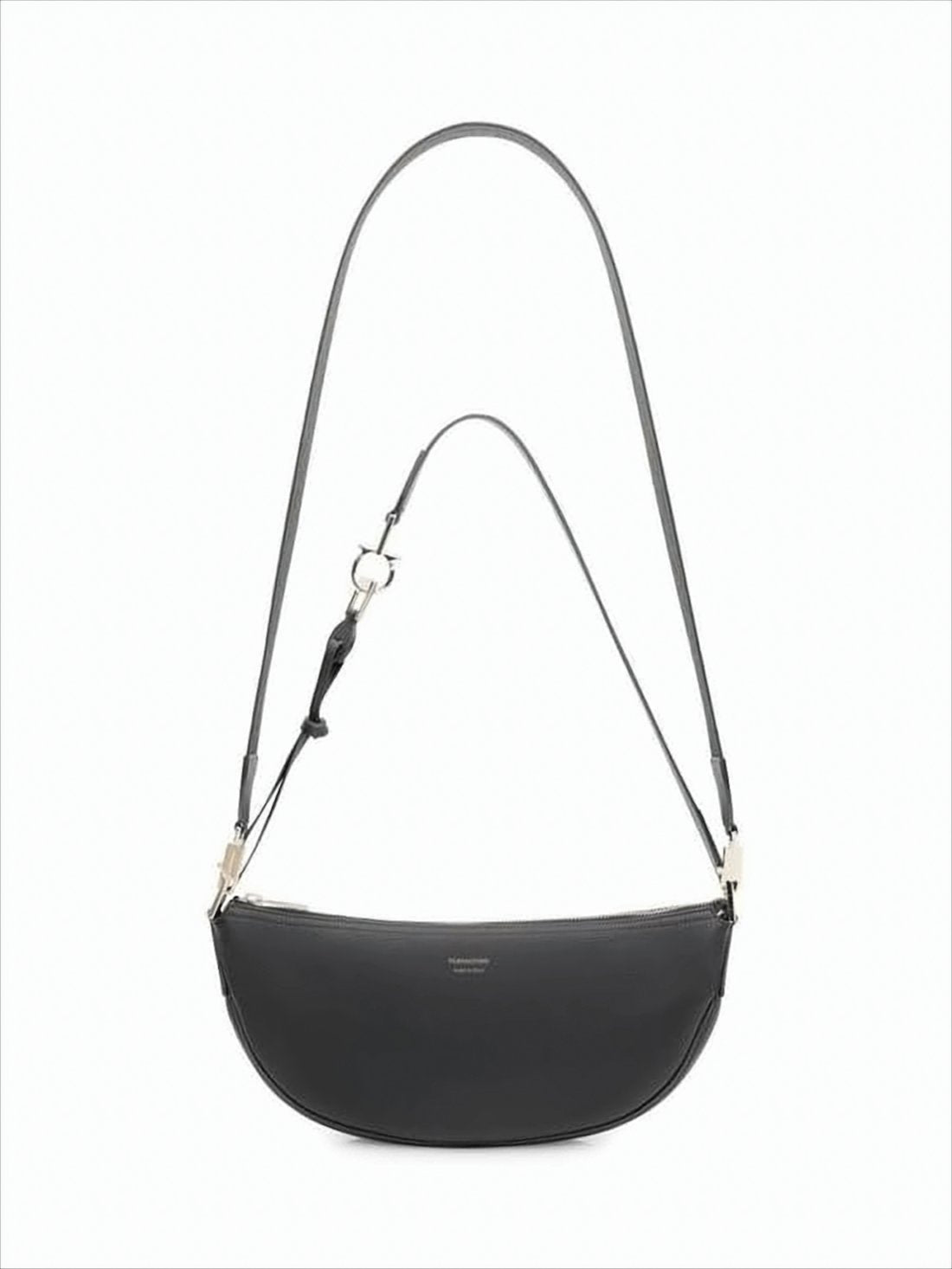 Contemporary Crescent Shoulder Bag in Smooth Calf Leather