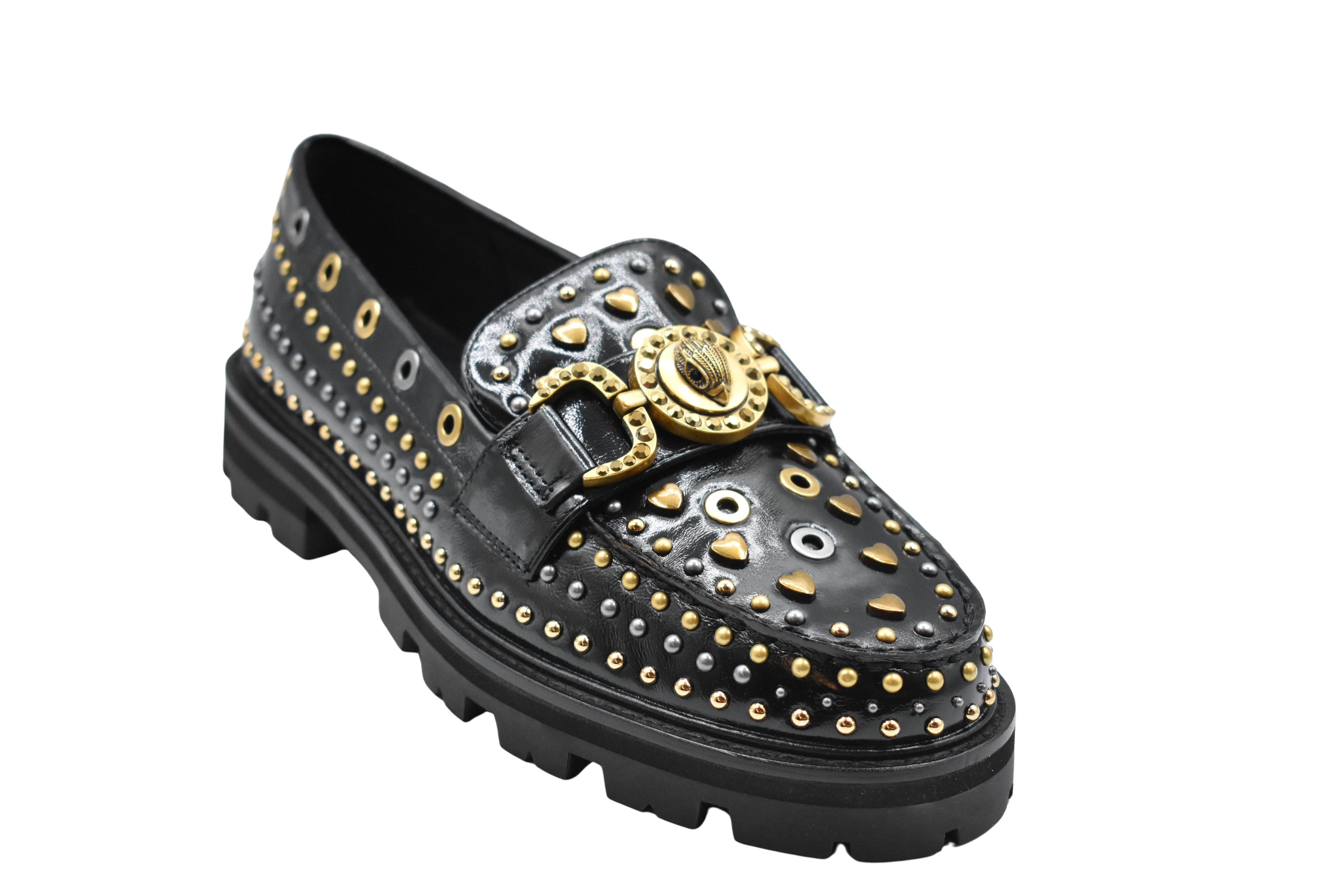 Black Loafers With Gold Buckle