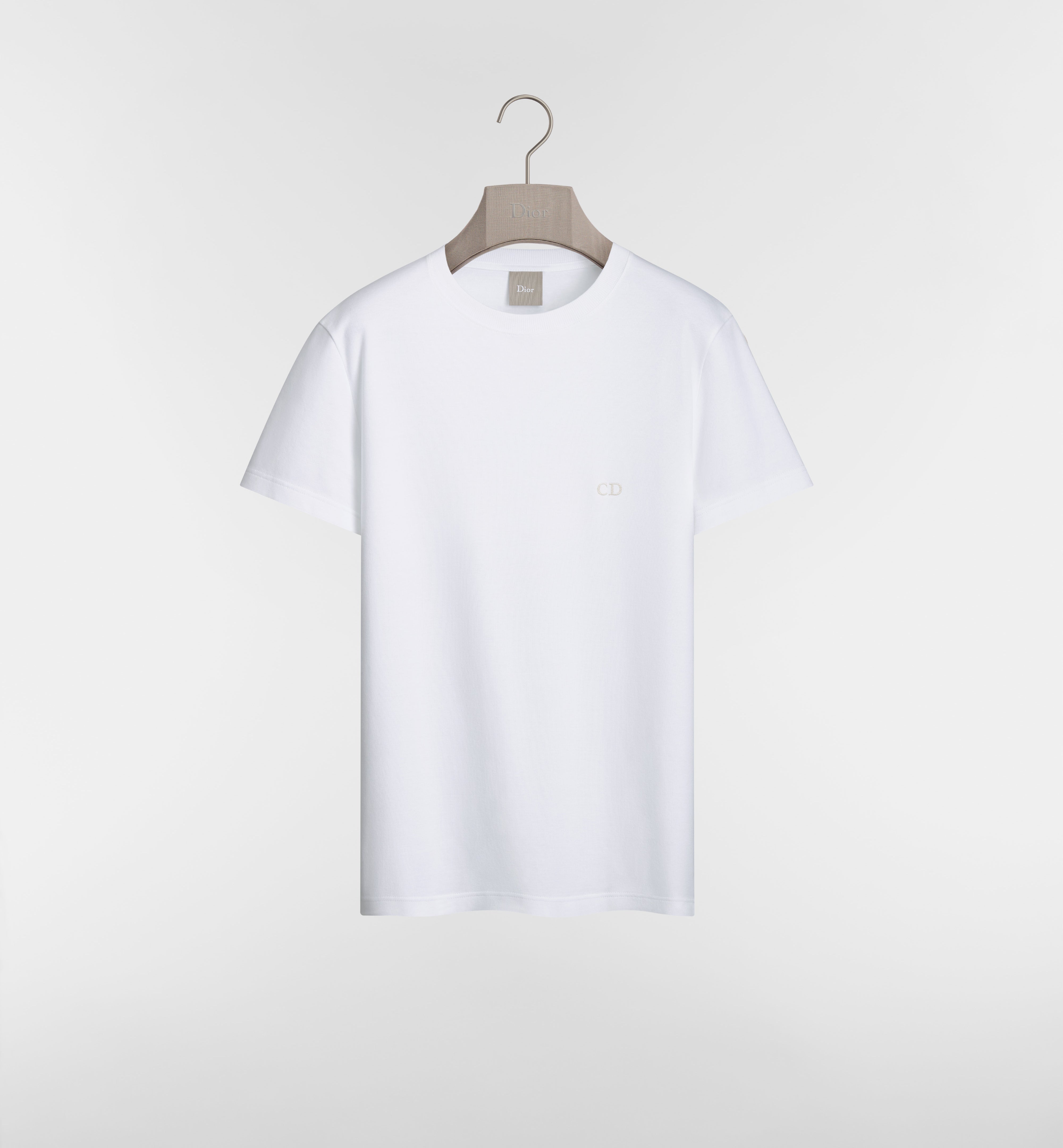Short-Sleeve White T-Shirt With Subtle Embroidery