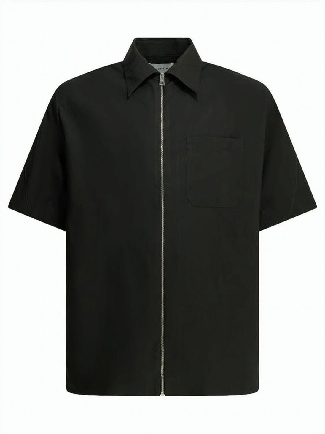 Boxy Short-Sleeve Polyester Shirt with Zipper Closure