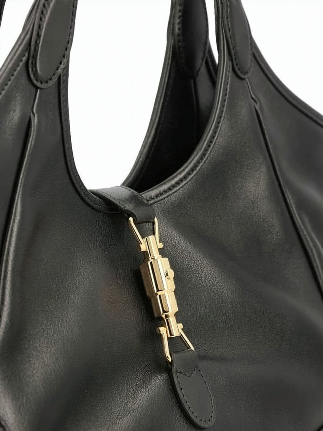 Smooth Leather Crossbody Bag with Gold-Tone Clasp Detail