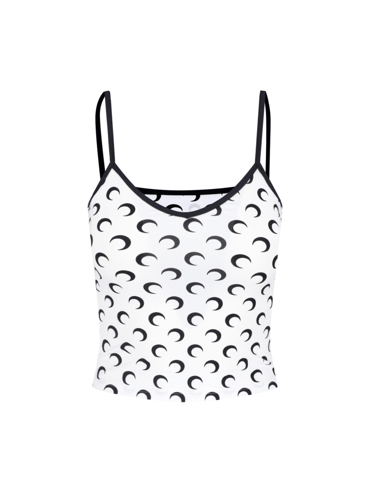 White Black Crescent Moon Crop Top