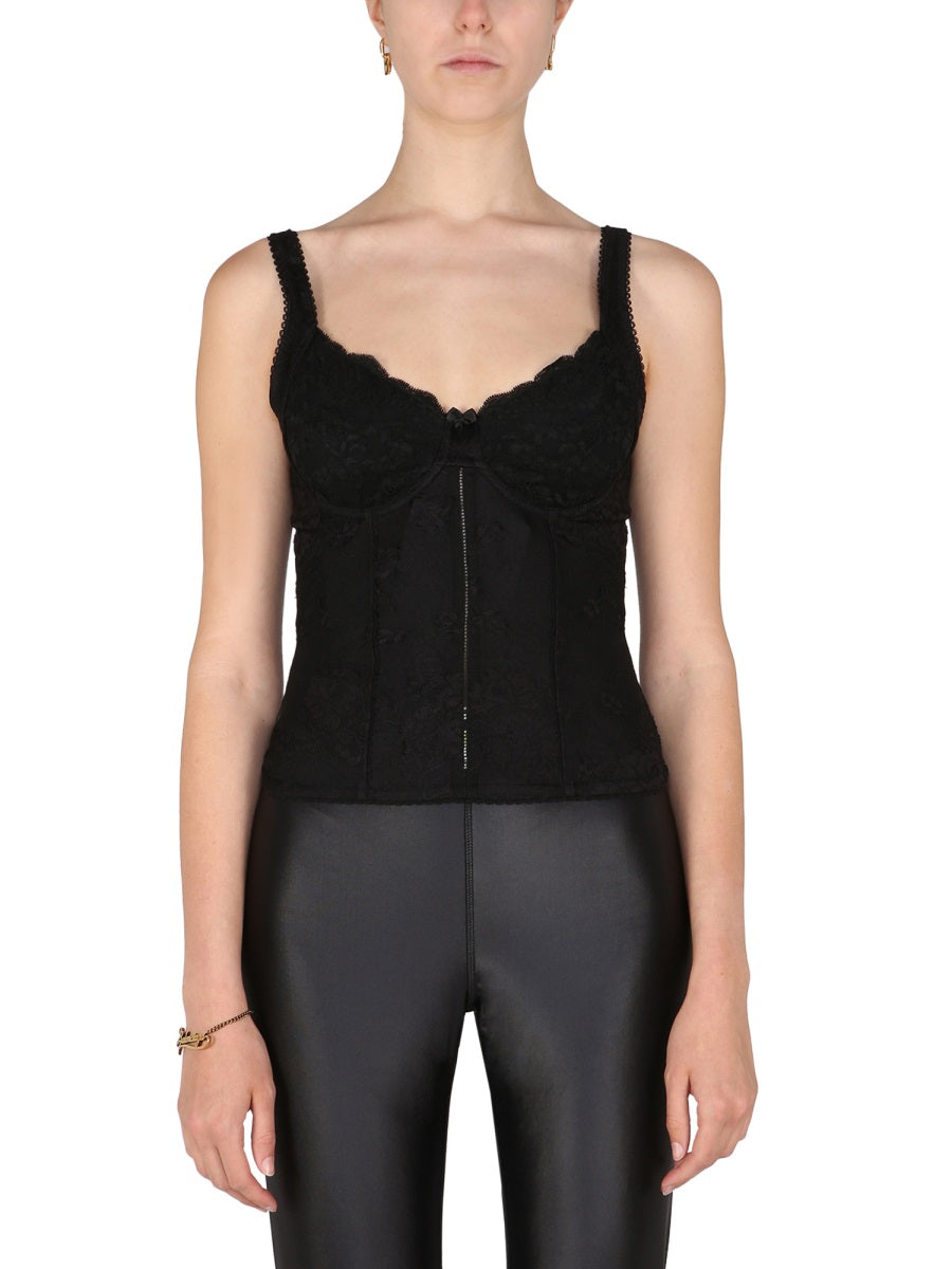 Fitted Stretch Lace Lingerie Top with Intricate Detailing
