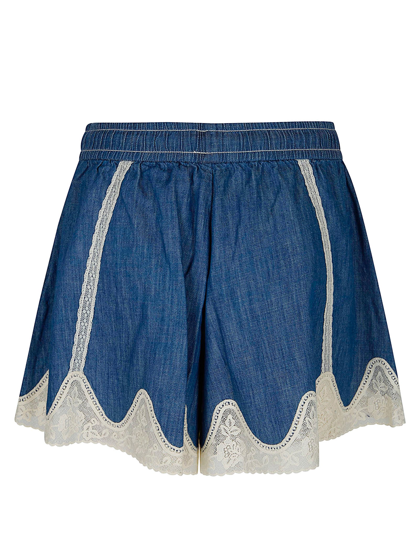Denim Shorts With Lace Details