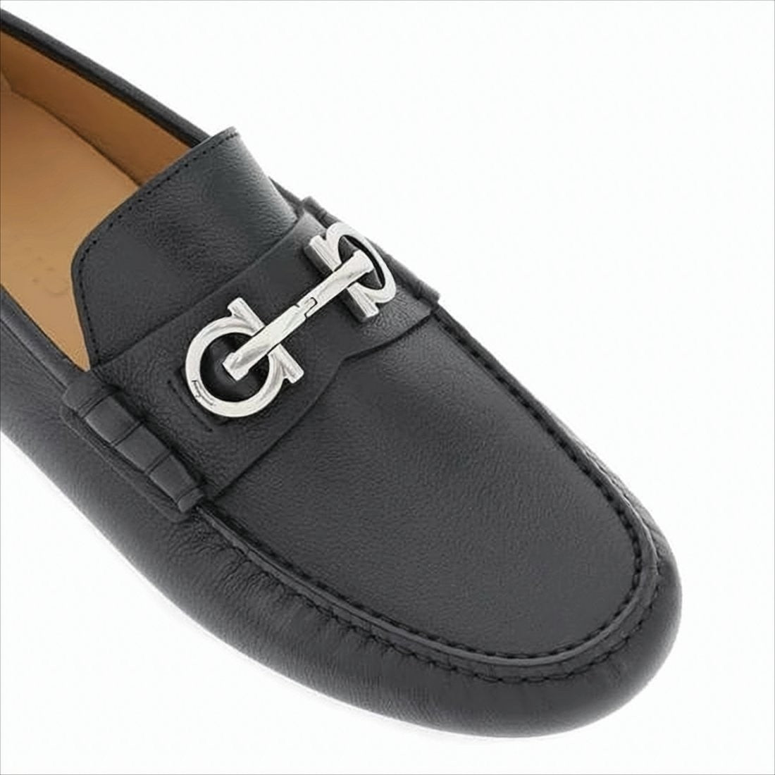 Leather Loafers with Polished Metal Bit Detail