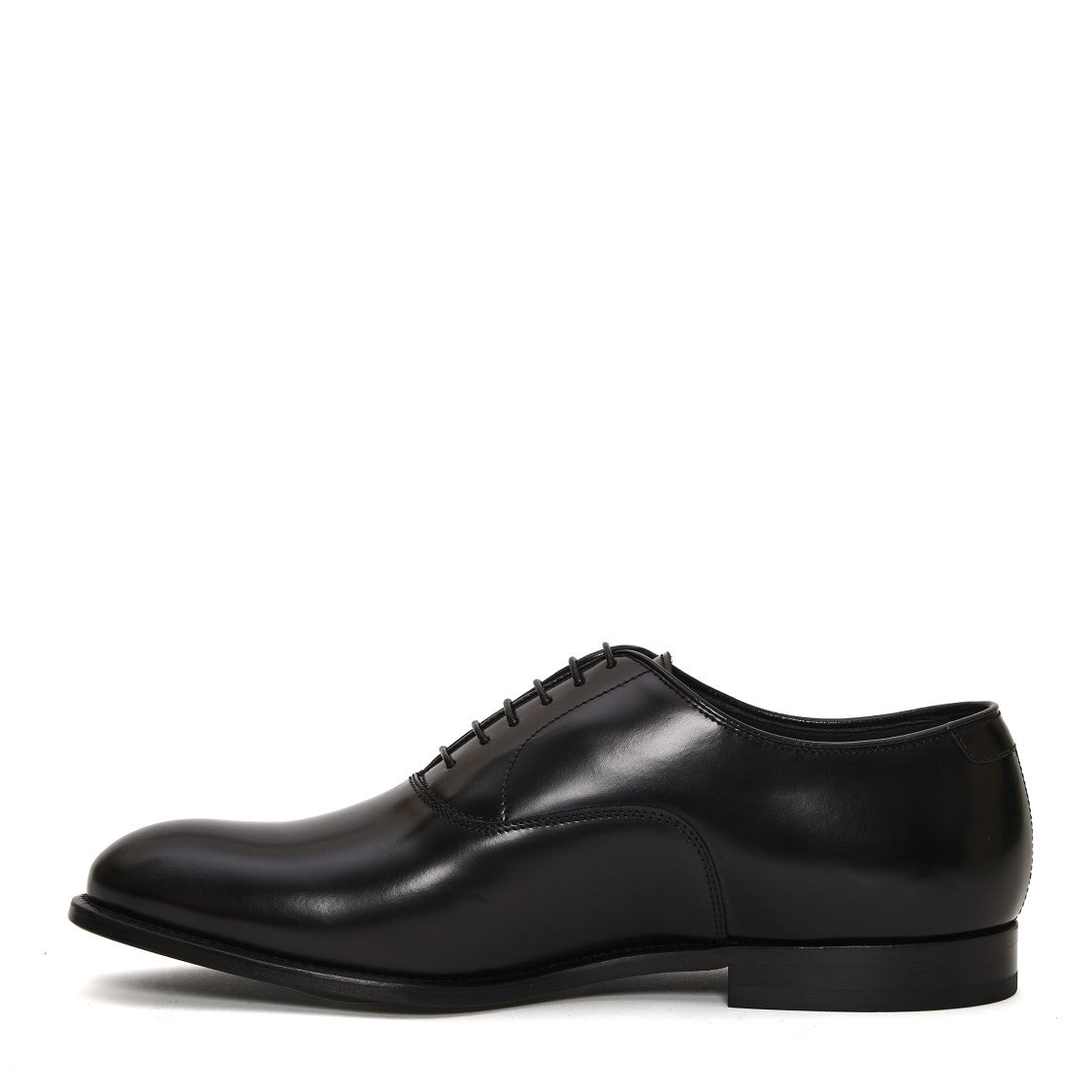 Smooth Black Leather Lace-Up Oxford Shoes