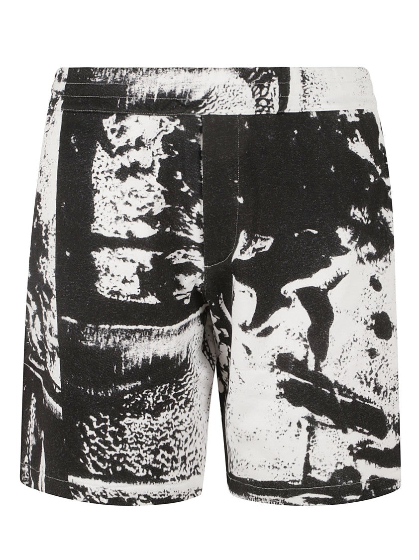 Black And White Abstract Print Shorts