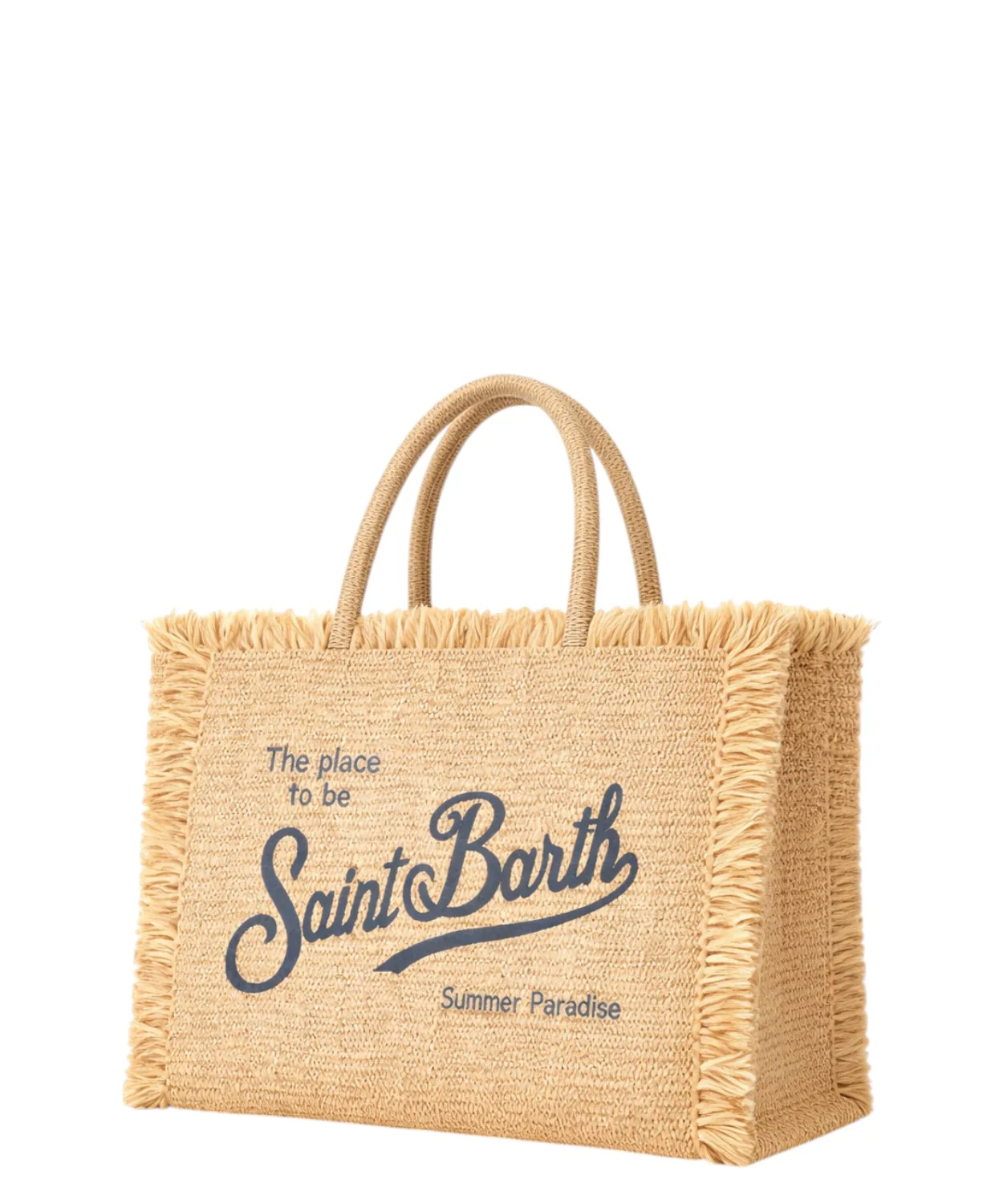 Rectangular Woven Tote Bag with Fringed Edges
